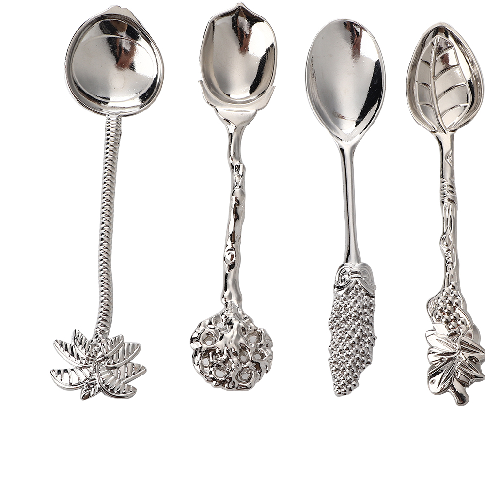4-teiliges Vintage-minilöffel-set Aus Legierung Für Kaffee, Tee, Dessert Und Eiscreme