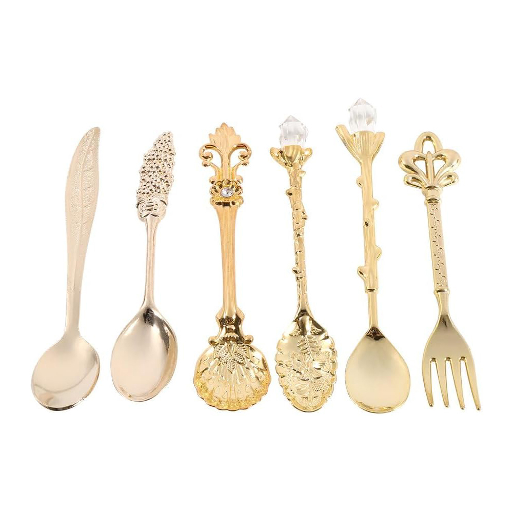 Vintage-dessertlöffel Aus Metall, Miniatur-kaffeelöffel Und -gabeln Für Obst, Milch, Tee – Besteckset Für Küche Und Esszimmer