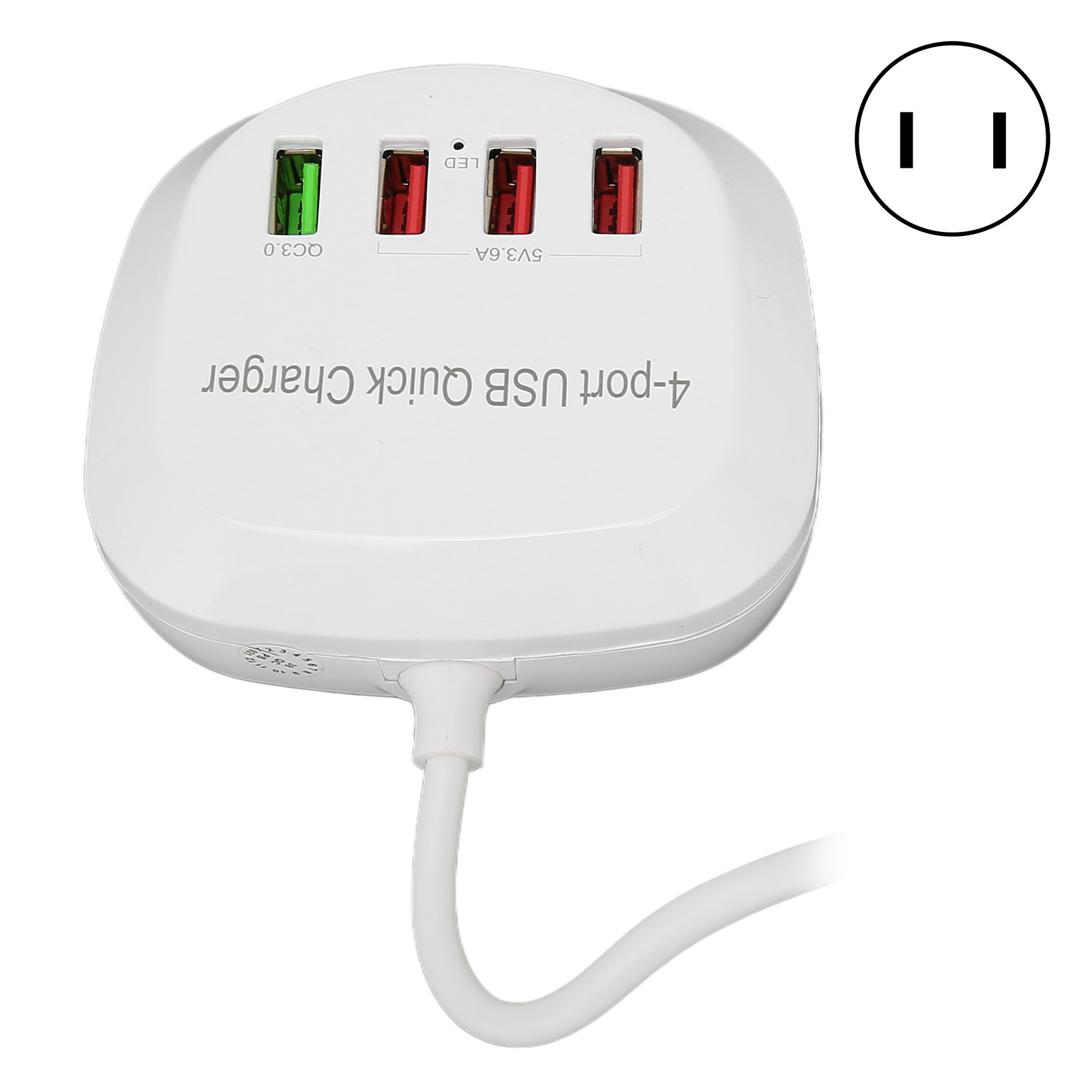 4-port-usb-ladestation (36 W, Qc3.0) – Schnellladen Für Smartphones Und Tablets – Us-stecker (110–240 V)