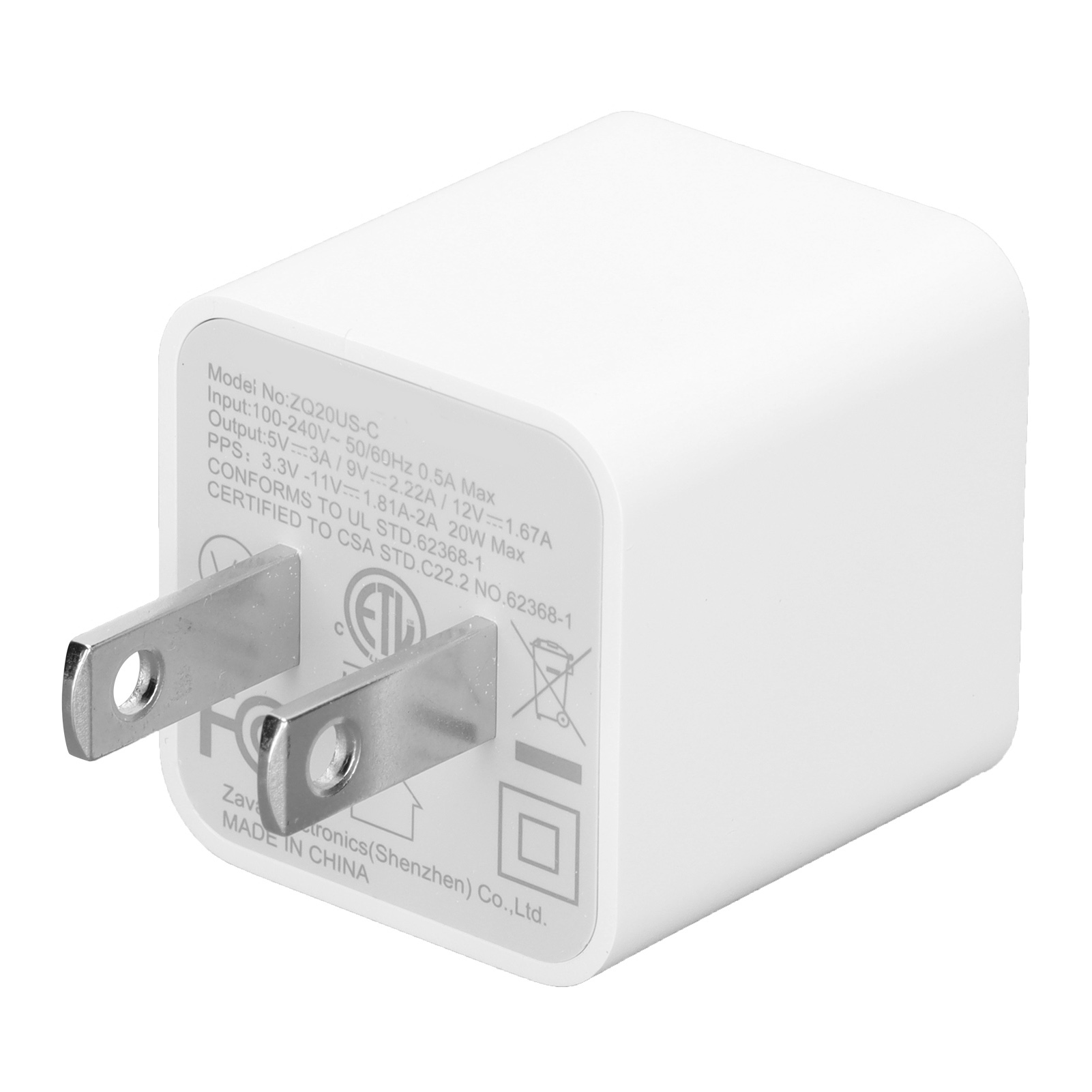 20-w-schnellladegerät Mit Usb-c-anschluss Für Iphone 12, Samsung Und Magsafe – Us-stecker 100–240 V