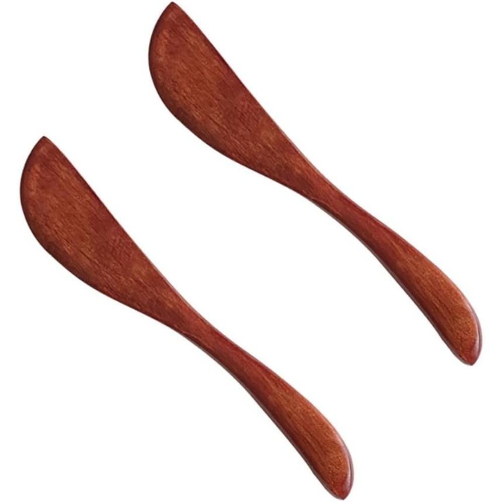 Zweiteiliges Buttermesser Aus Holz, 15 Cm Breit, Für Gelee Und Marmelade.
