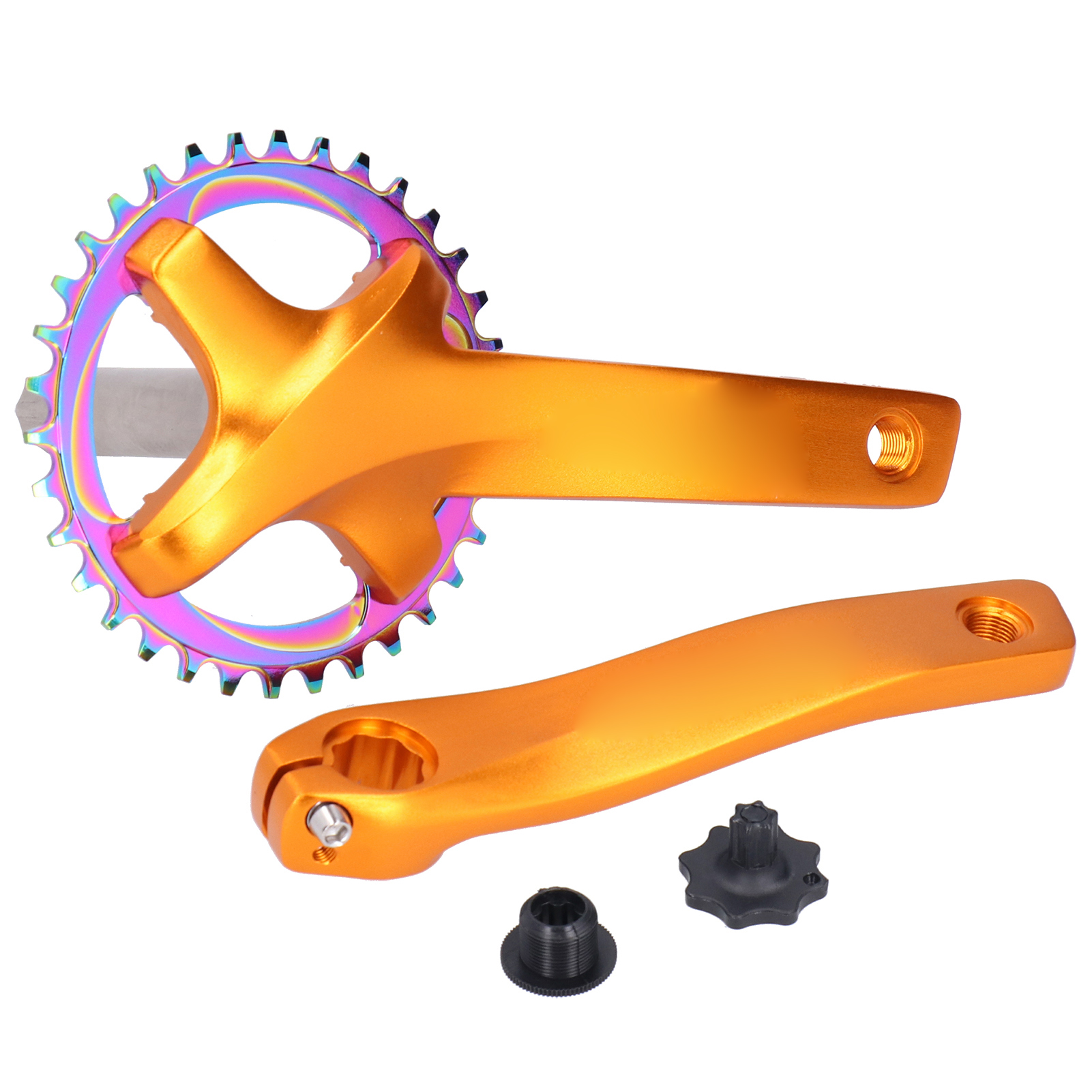 Singlespeed-mountainbike-kurbel 34t, Links/rechts, Ohne Tretlager, Gold