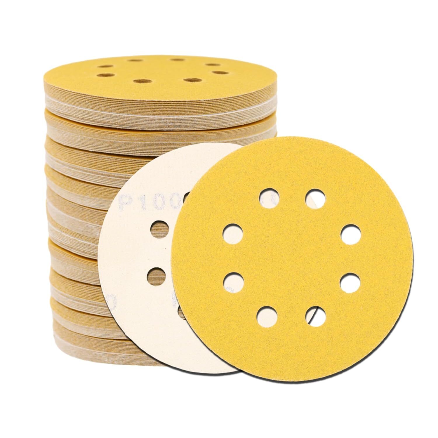 Selbstklebende 8-loch-schleifscheiben Mit 10 Goldenen Schleifblättern, Körnung 320, Ideal Zum Holzschleifen Und Für Präzise Oberflächenbearbeitung.