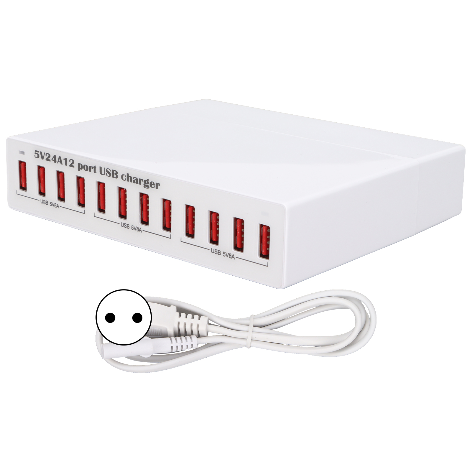 12-port-usb-ladestation – Intelligenter Hub Mit Led-anzeige, Automatischer Geräteerkennung Und 100–240-v-netzteil – Eu-stecker