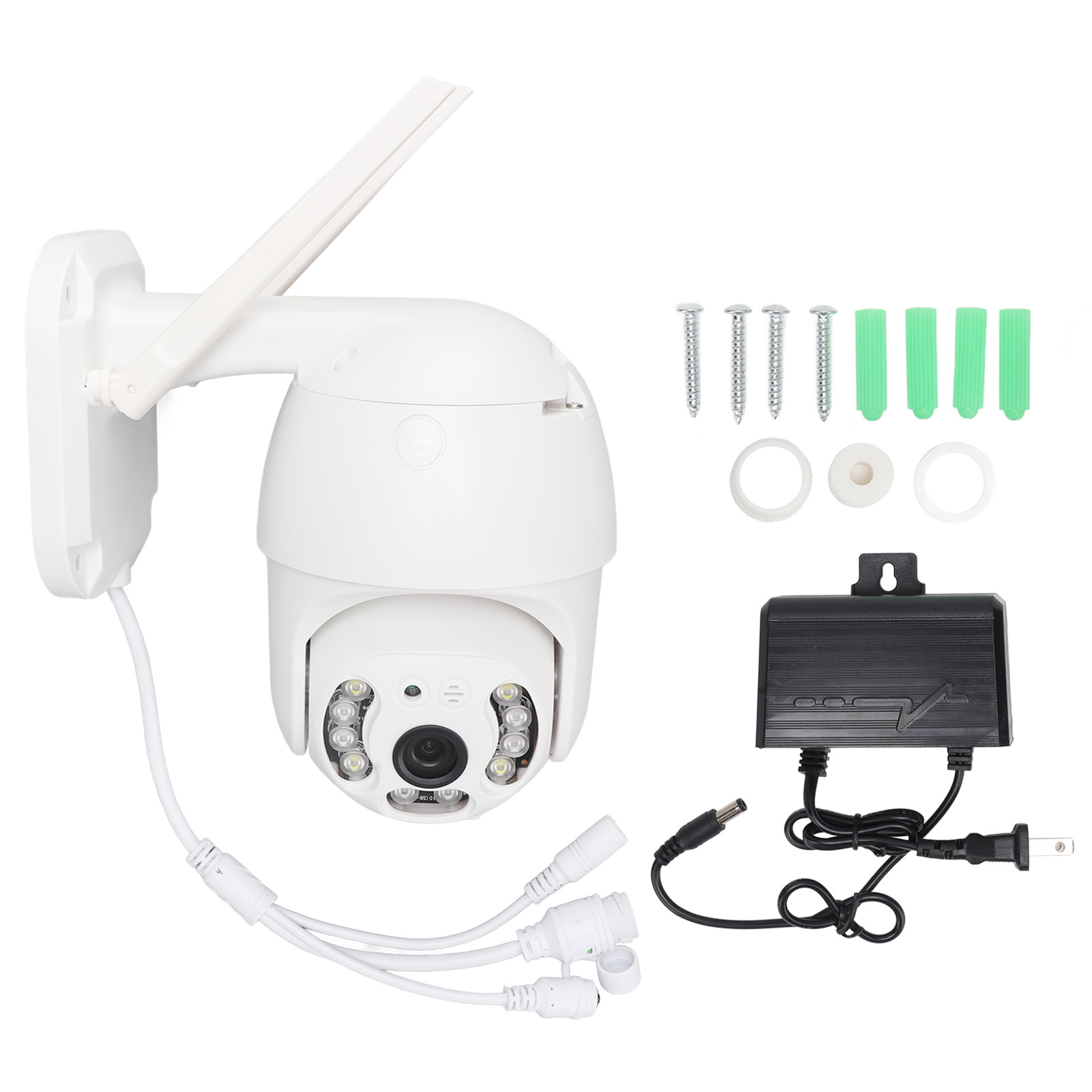 3-megapixel-funk-außenkamera Mit Dual-beleuchtung, 360°-drehung, Wandmontage, Fernüberwachung, Ip66 Wasserdicht, Netzteil (100–240 V) Mit Us-stecker