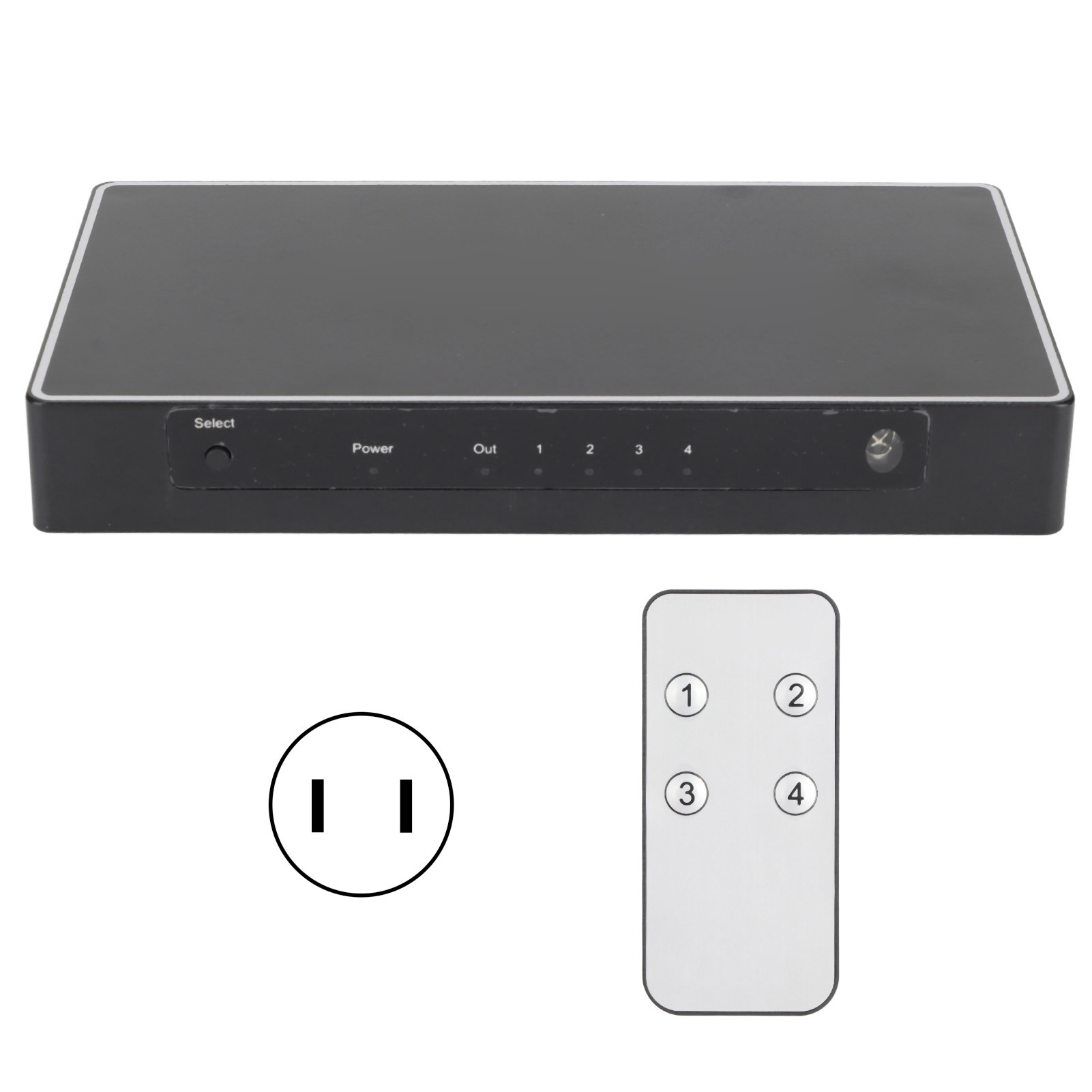 4k-hdmi-umschalter Mit 4 Eingängen Und 1 Ausgang, 60 Hz, 6 Gbit/s – Multimedia-konverter Für Hohe Auflösung – Netzteil 100–240 V, Us-stecker