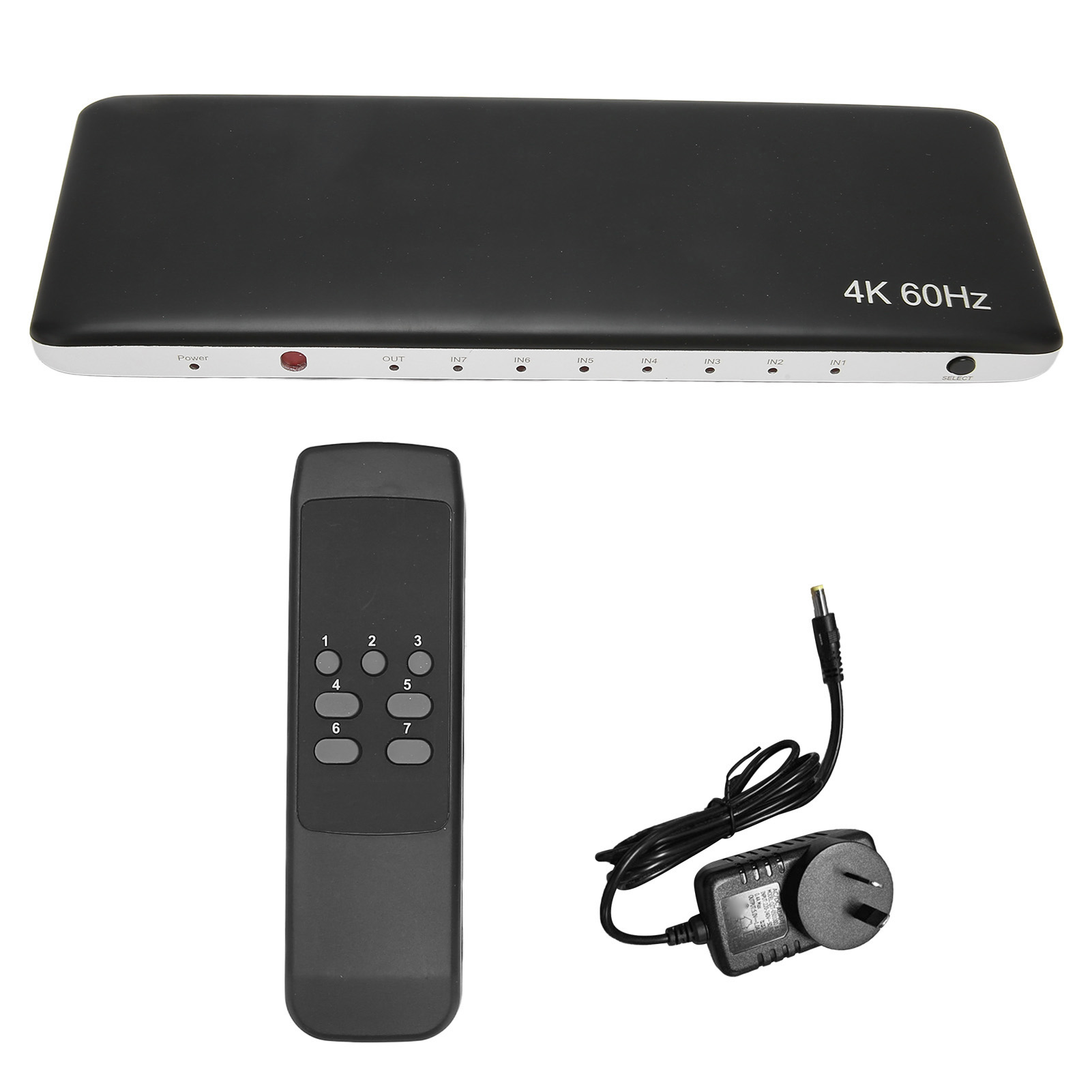 Hdmi 2.0-umschalter Mit 7 Eingängen Und 1 Ausgang, Hdcp 2.2-unterstützung, 4k 60hz Uhd, 3d-videoauswahl, 100–240 V Mit Australischem Stecker