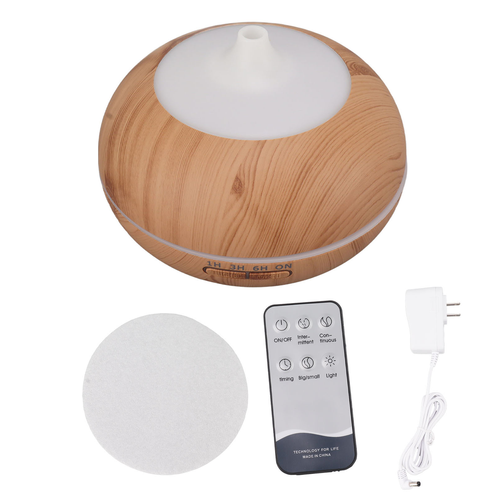 550 Ml Ultraschall-diffusor Für Ätherische Öle, Luftbefeuchter Mit Fernbedienung, Helles Holzmaserungsdesign, Us-stecker, 110-240 V.