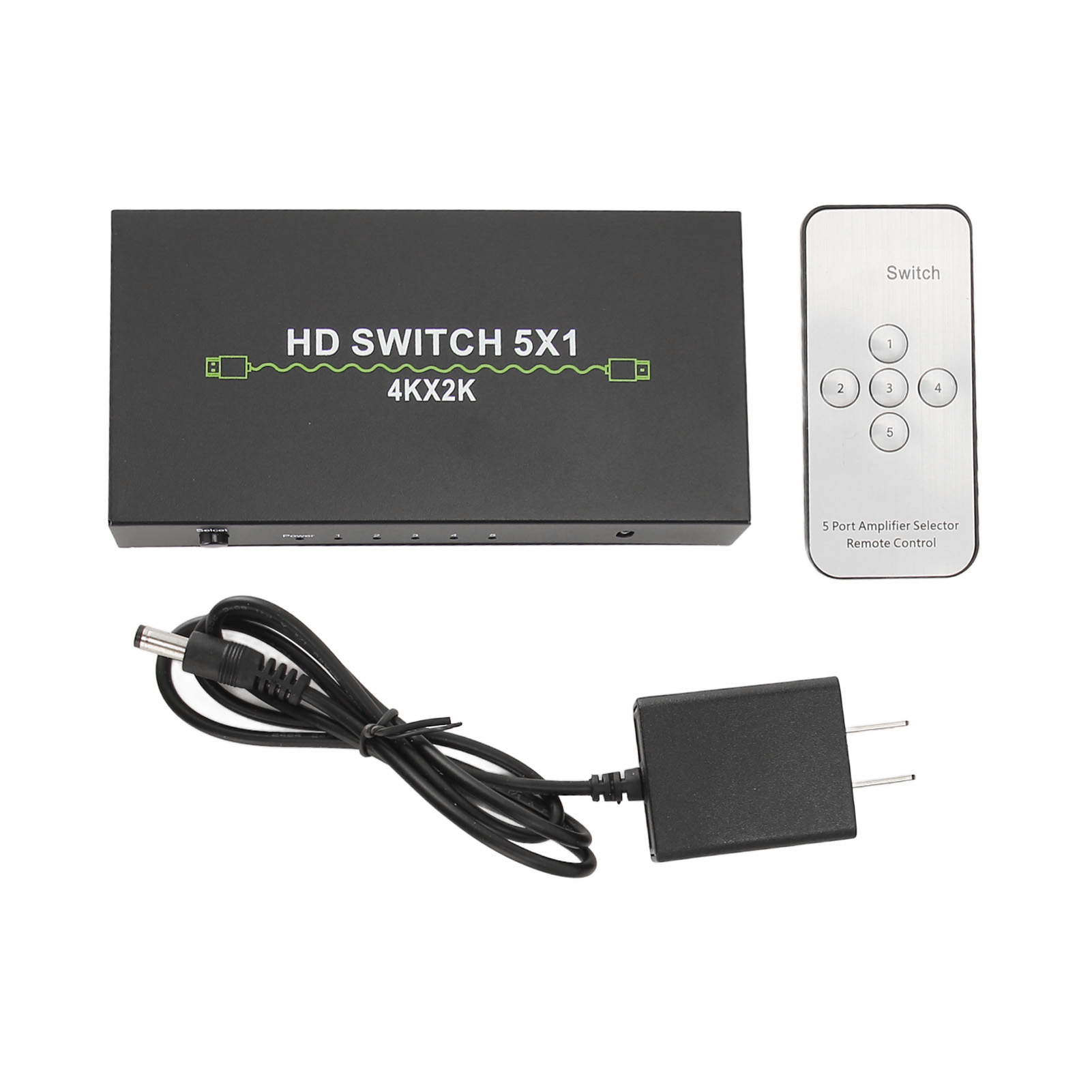 5-eingang/1-ausgang 4k 30hz Audio-umschalter Für Pc, Laptop, Tv-box Und Smart-tv – 100–240v Netzteil, Us-stecker