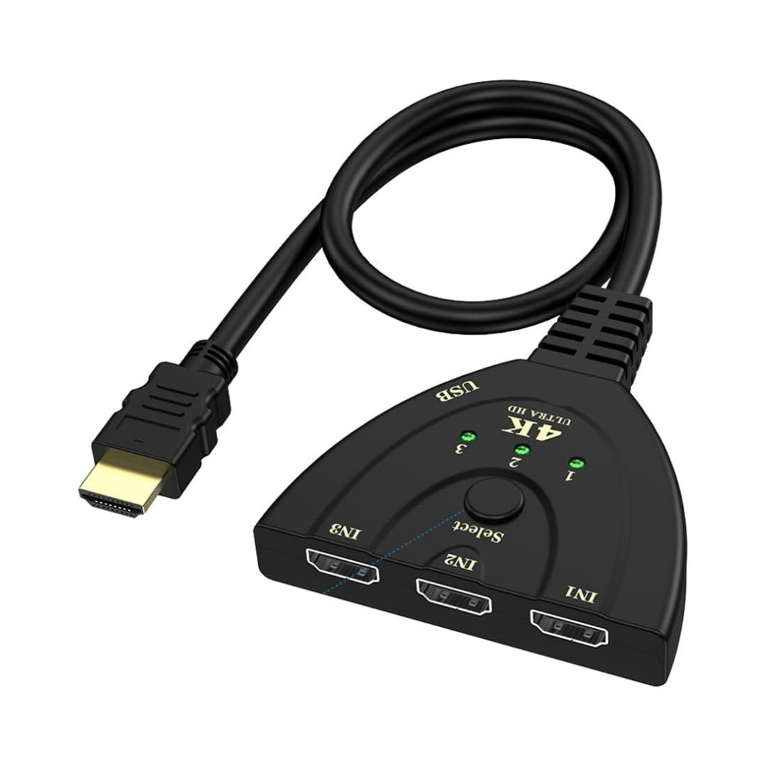 Hdmi-switch Mit 3 Eingängen Und 1 Ausgang, 4k-3d-splitter, 3-port-video-hub Für Dvd, Hdtv, 1080p, 30 Hz