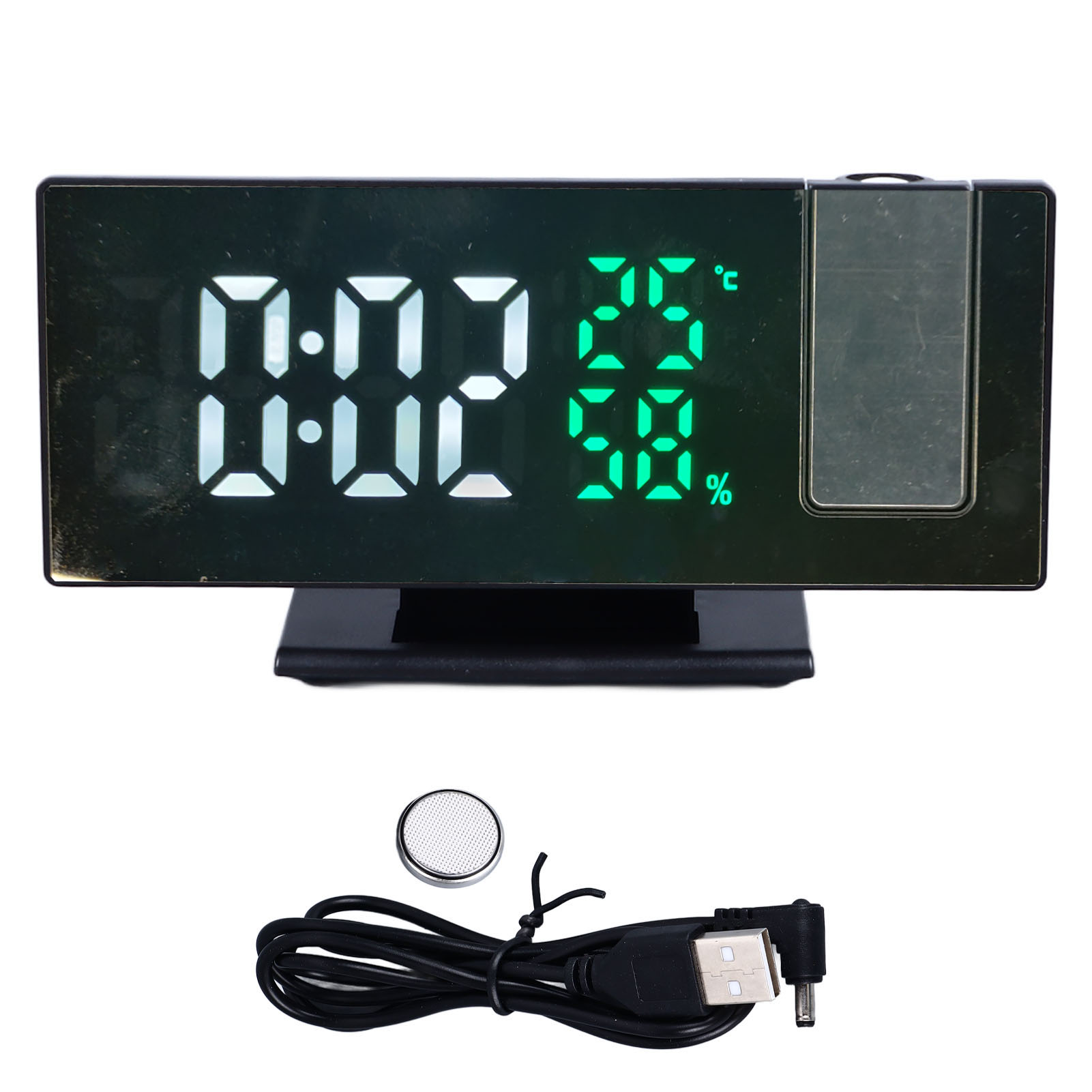 Multifunktionaler Led-digitalprojektor-wecker Mit 4 Helligkeitsstufen Und Einstellbarem Winkel Für Zuhause