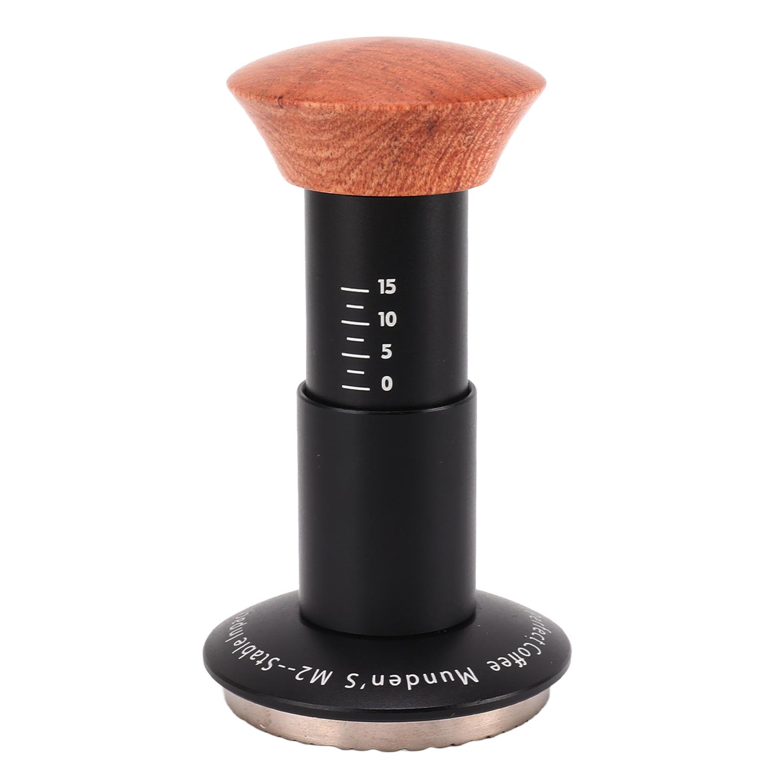 Kalibrierter Kaffeestempel Mit Feder, Holzgriff Und Geprägtem Boden, 51 Mm