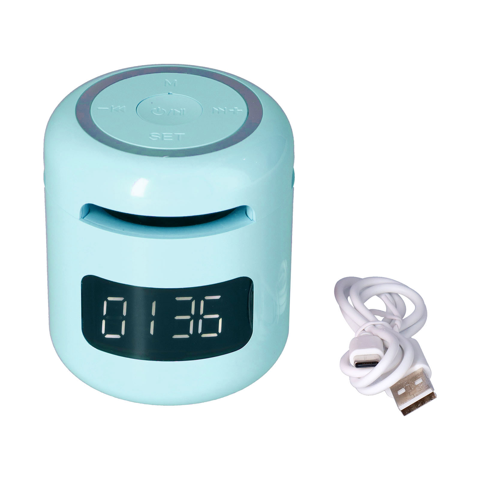 Jm01 Multifunktionaler Bluetooth-lautsprecher Mit Uhr, Verstellbares Tragbares Radio Mit Blauem Led-bildschirm