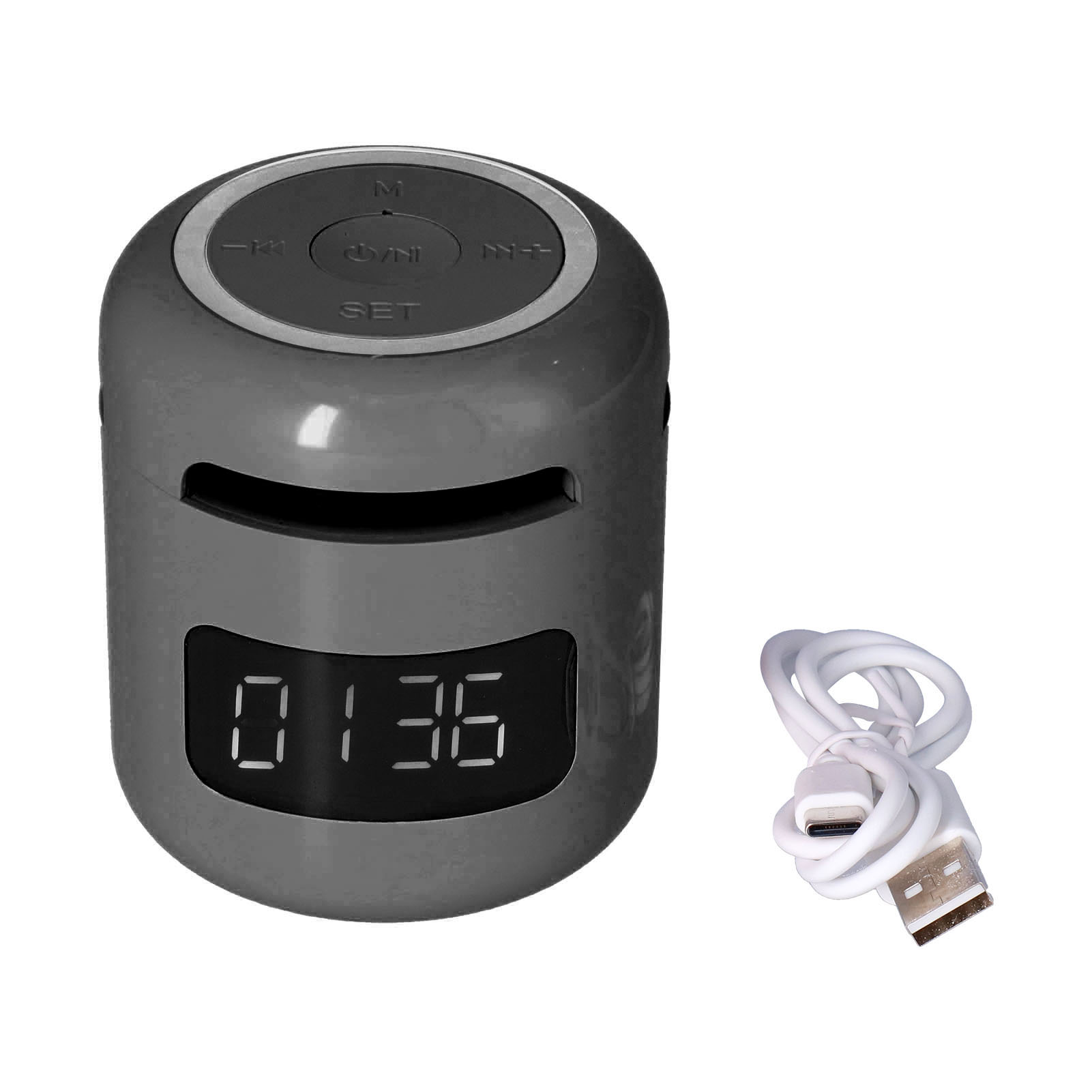 Jm01 Multifunktionaler Tragbarer Bluetooth-lautsprecher Mit Radiowecker Und Verstellbarem Led-bildschirm