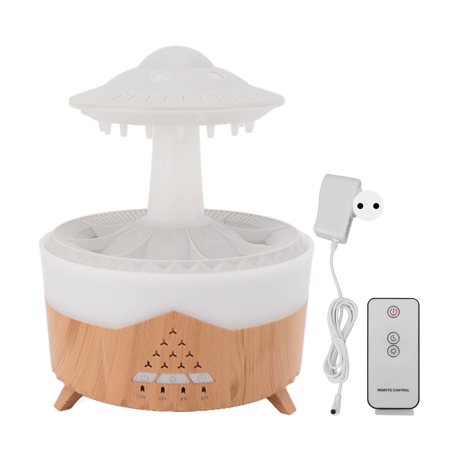 Ultraschall-luftbefeuchter Mit Farbiger Led, Fernbedienung, Timer Und Ätherischen Ölen, Holzdesign, 100–240 V Für Zuhause