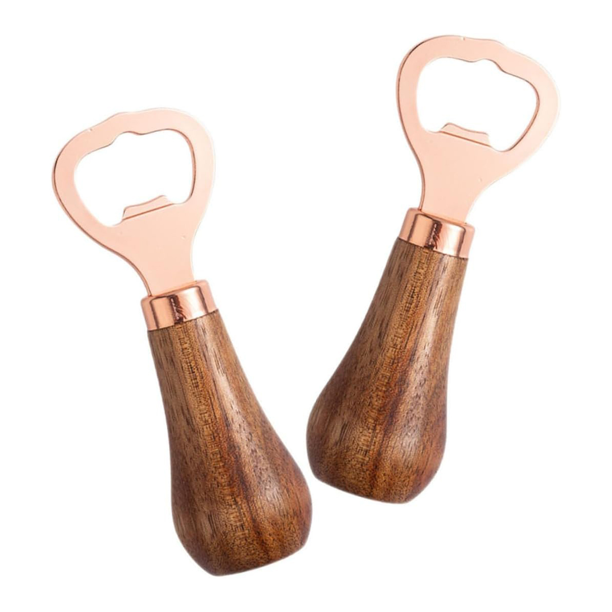 2-teiliger Flaschenöffner Aus Roségoldenem Akazienholz, Dekorativer Korkenöffner Für Bier Und Limonade, Ideal Für Bar, Party Und Zuhause