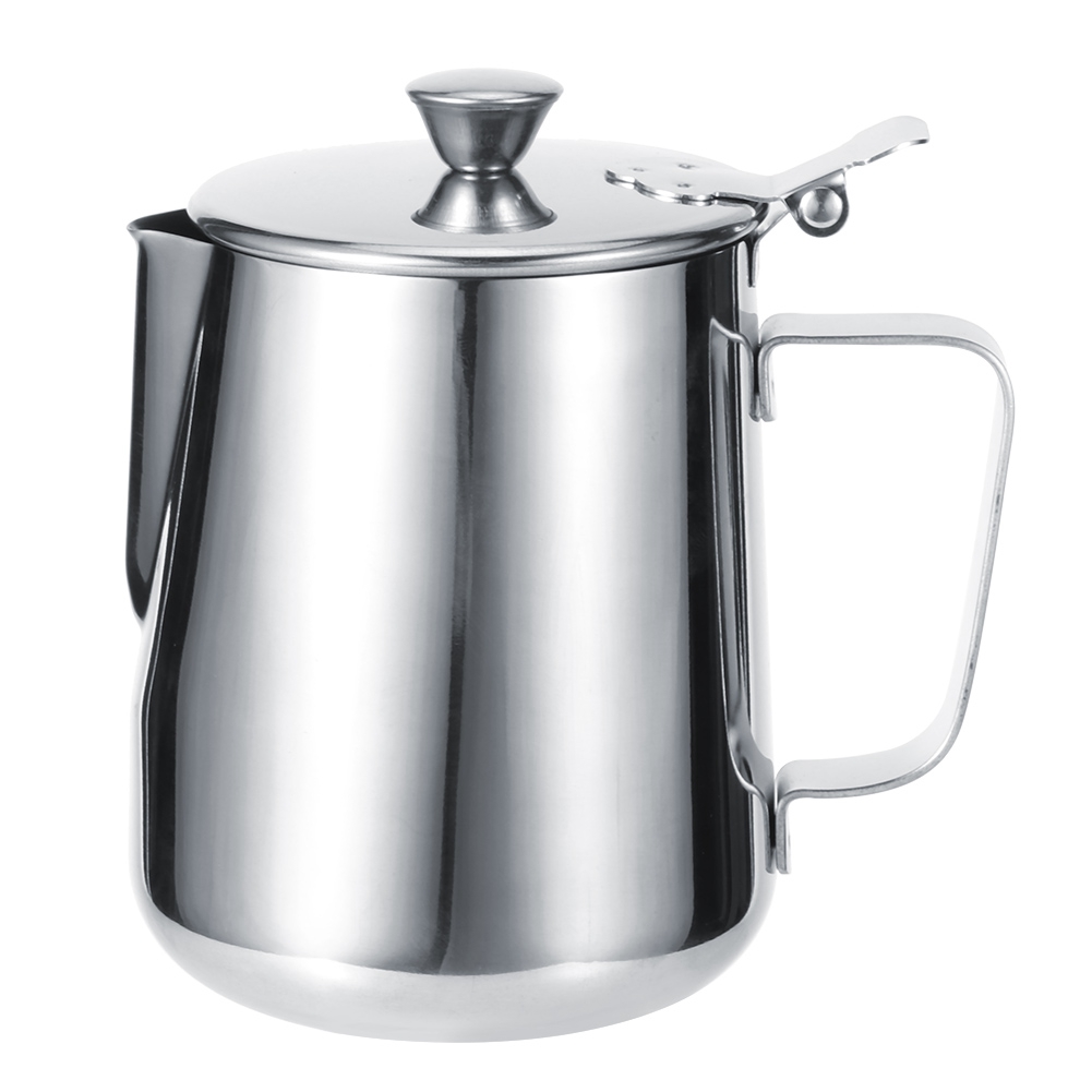 1000 Ml Edelstahl-milchkännchen Für Milchaufschäumer, Ideal Für Latte Art Zu Hause, Mit Deckel.