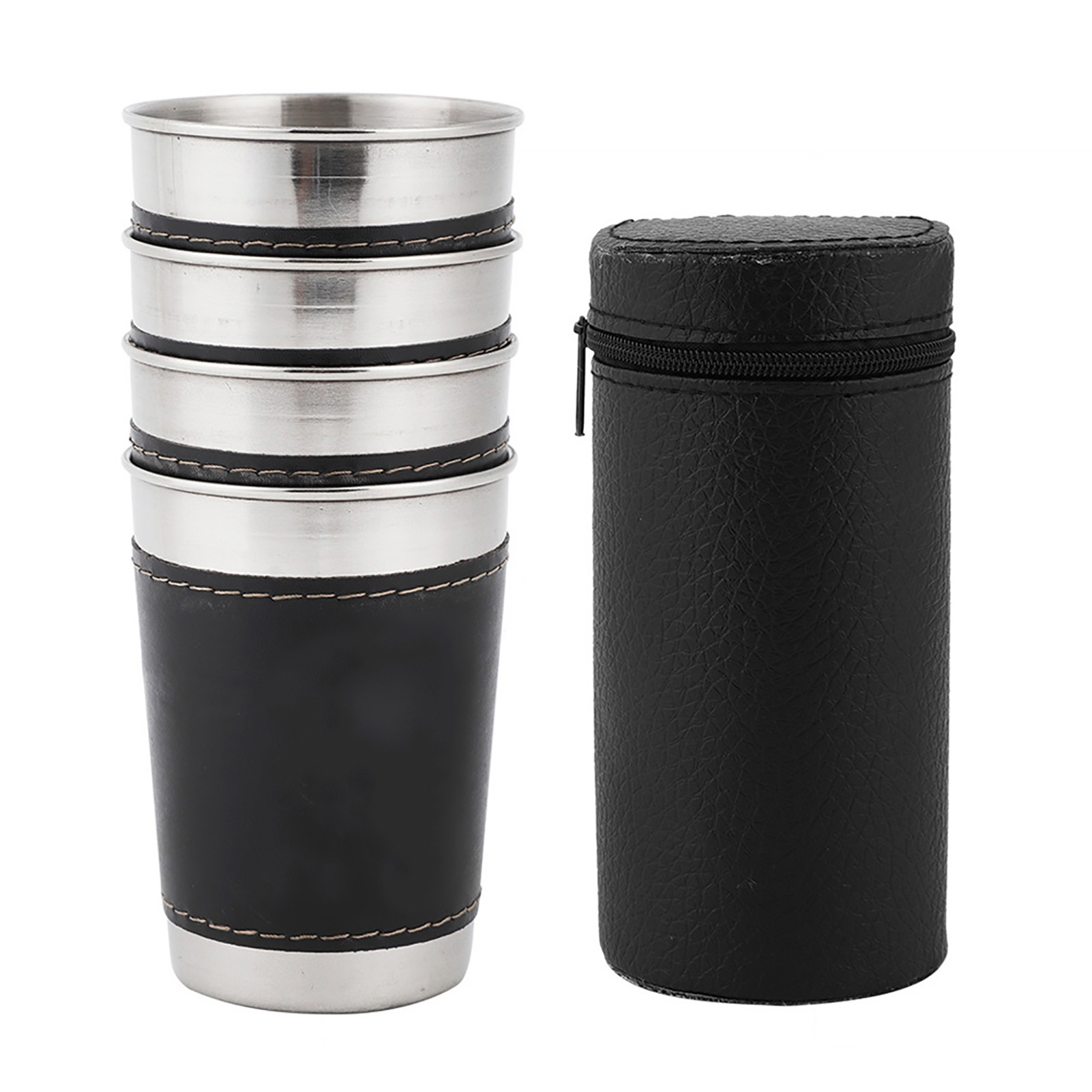 Edelstahl-kaffee- Und Weinbecher, 170 Ml, Mit Lederhülle, Tragbar Und Mini