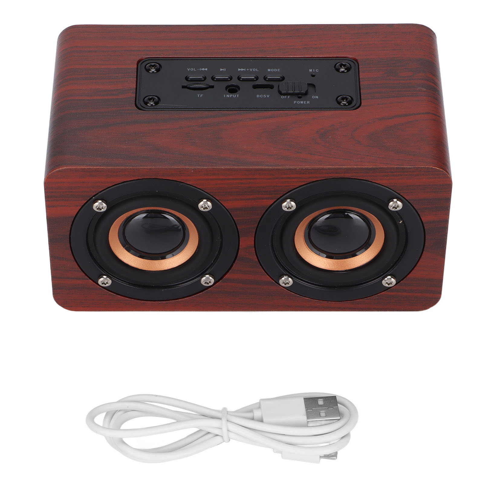 Retro-bluetooth-lautsprecher Aus Holz Mit Kabellosem Subwoofer Und Aux-anschluss Für Zuhause Und Tablet – Farbe: Braune Holzmaserung