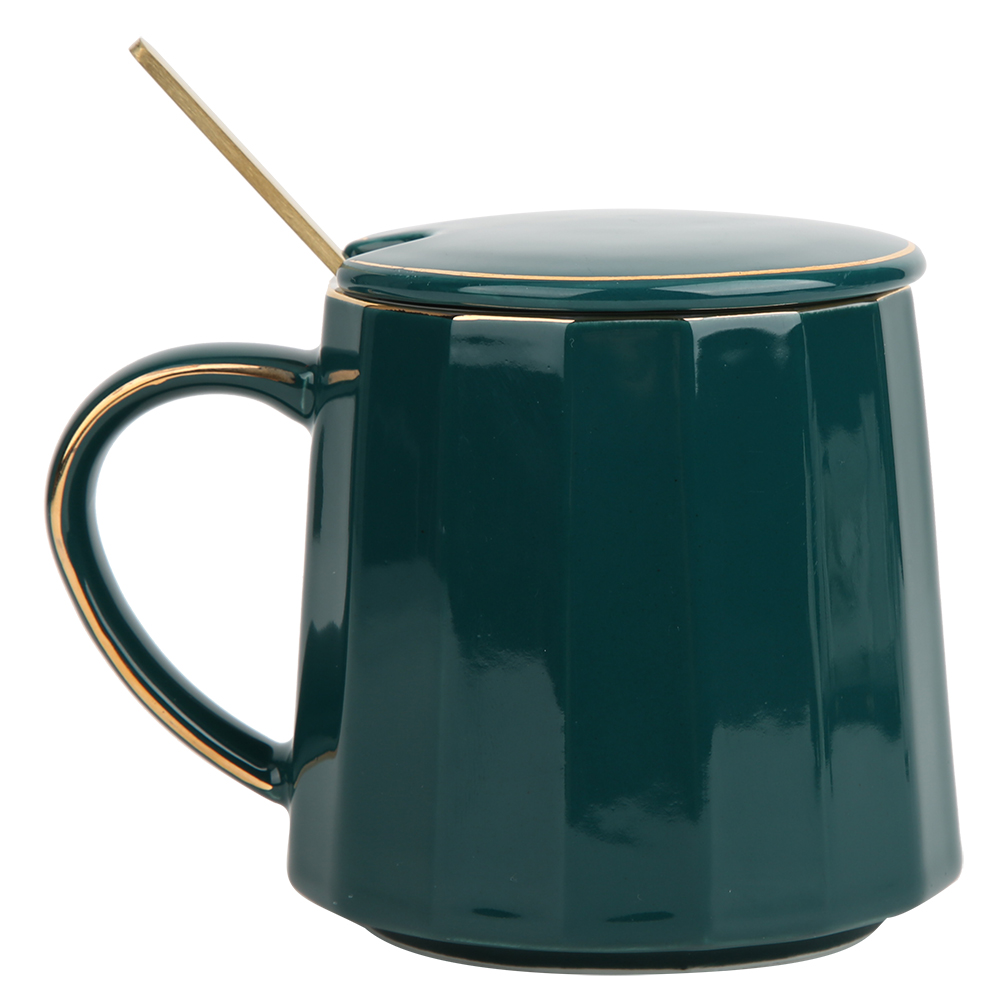 Niedliche Keramiktasse Mit Deckel Und Löffel Für Kaffee Oder Tee – Geschenkidee Für Büro Oder Zuhause