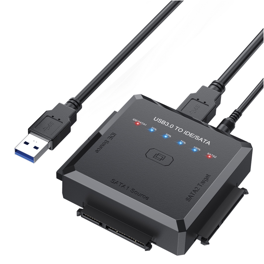 Usb 3.0 Zu Sata/ide-konverter Mit Ein-klick-klon- Und Backup-funktion, Kompatibel Mit 2,5- Und 3,5-zoll-festplatten