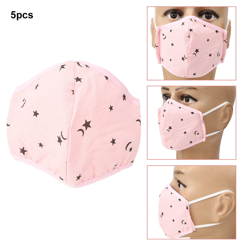 5-teiliges Set Waschbarer, Beschlagfreier Gesichtsmasken Für Kinder, Atmungsaktiver Mundschutz, Rosa