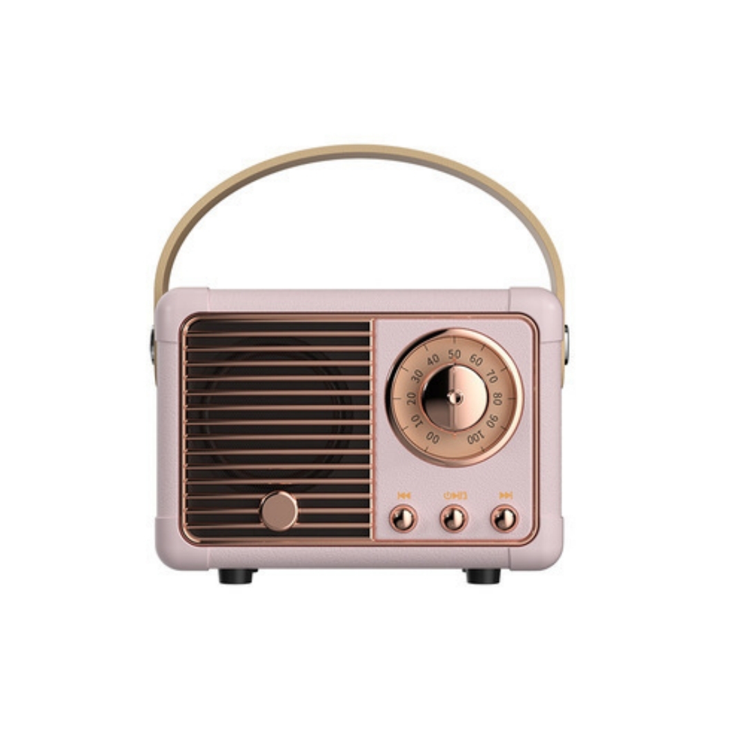 Vintage-retro-bluetooth-lautsprecher, Leistungsstarkes Fm-radio, Klassischer Rosa Stil, Bluetooth 5.0-funkverbindung Und Tf-kartensteckplatz.