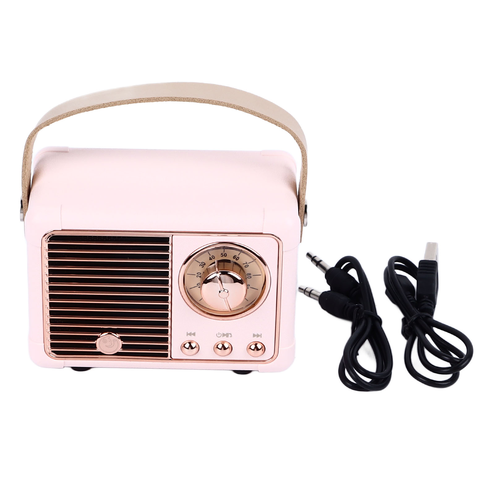 Vintage Bluetooth-lautsprecher Mit Leistungsstarkem Subwoofer, Mini-lautsprecher Für Unterwegs – Pink