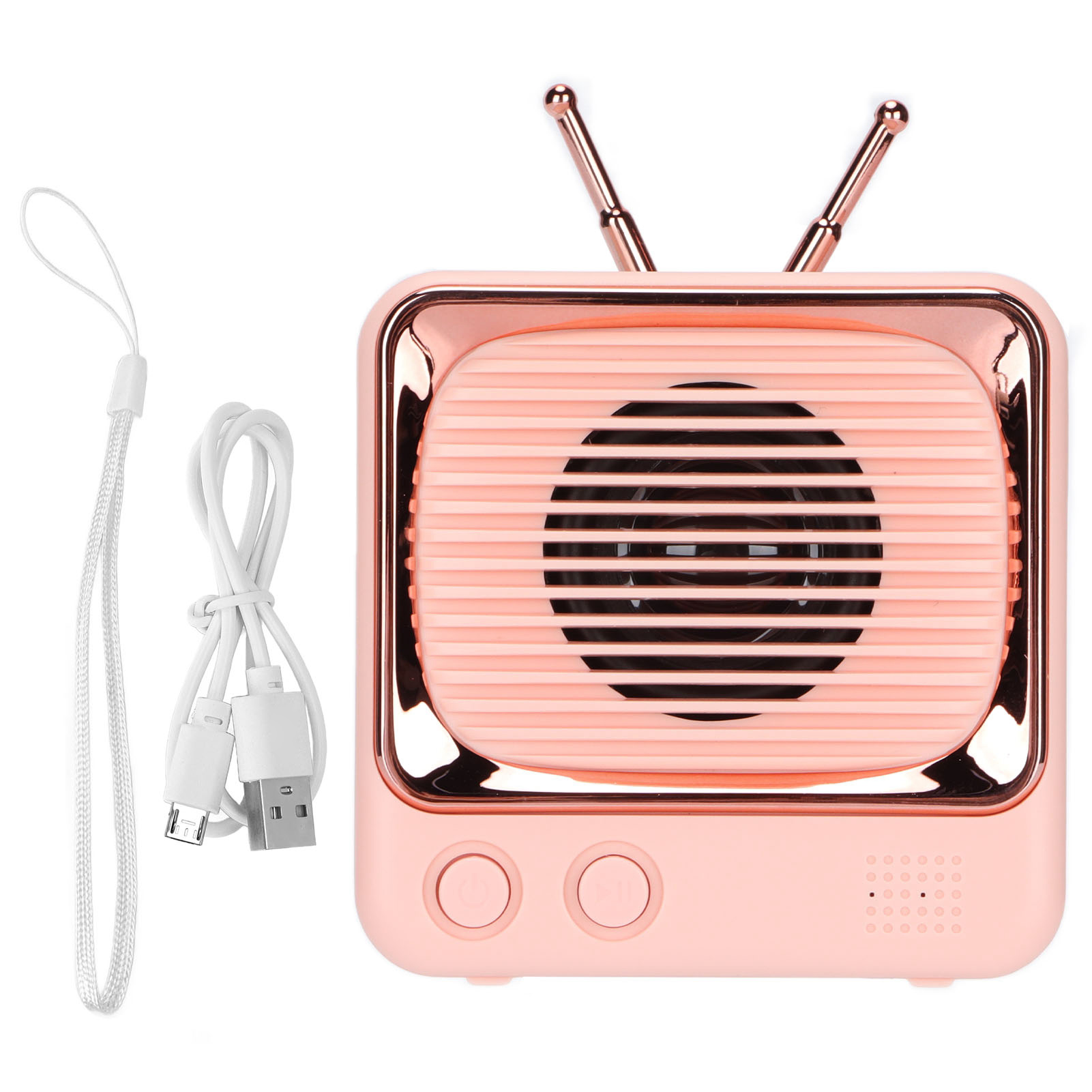 Mini-bluetooth-lautsprecher Im Retro-stil, Tragbar, In Form Eines Fernsehers – Pink