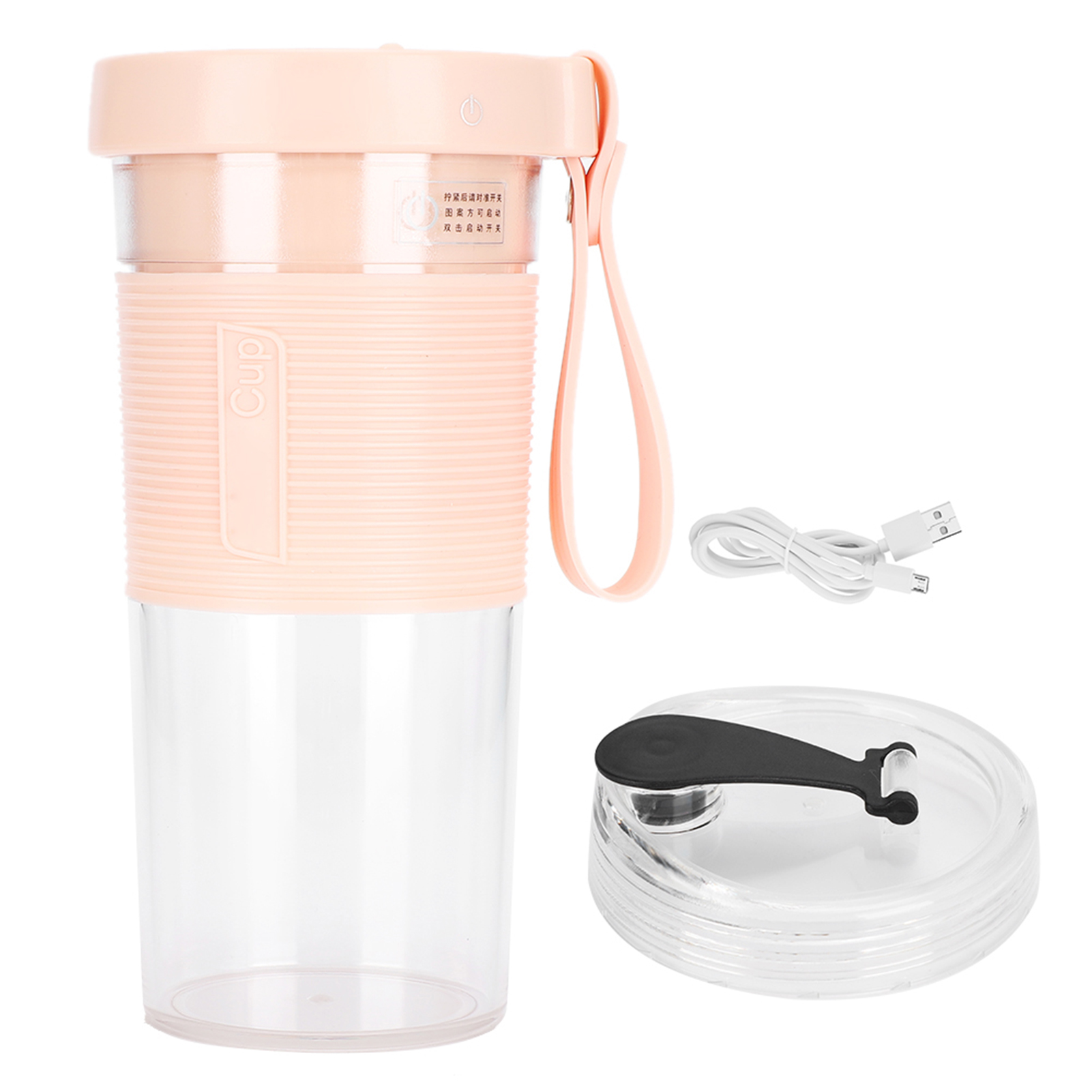 Tragbarer Elektrischer Fruchtsaftbecher Mit Dreiklingenigem Schneidkopf, 2000 Mah Usb-wiederaufladbarer Mixer Für Reisen Und Zuhause (pink 320 Ml)