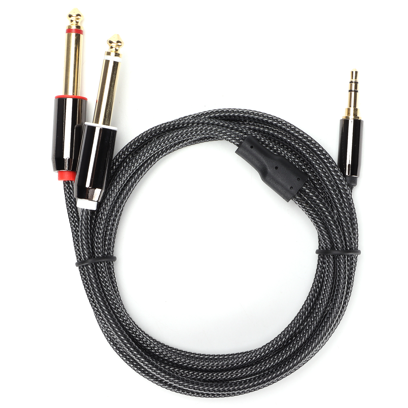 3,5-mm-auf-dual-6,35-mm-klinkenkabel (stecker Auf Stecker) Mit Vergoldeten Anschlüssen