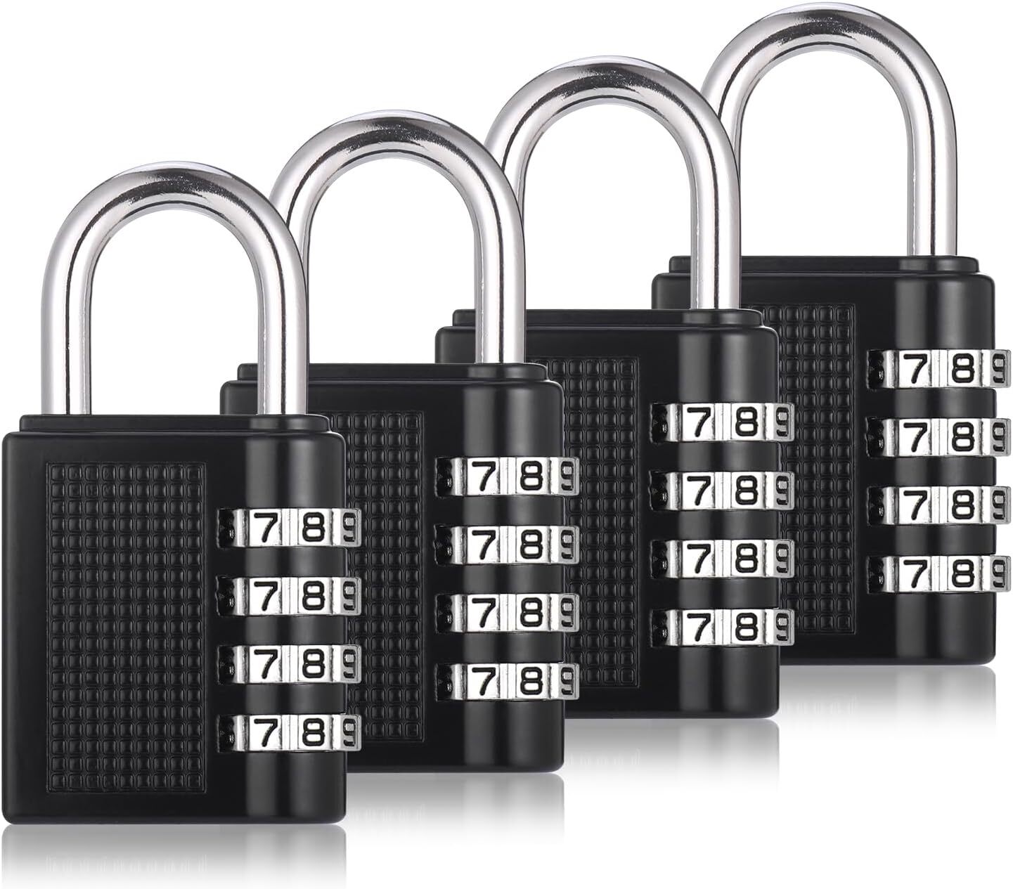 Set Mit 4 Schwarzen, Wasserdichten Vorhängeschlössern, Für Schulspinde, Sportumkleiden Und Koffer, Sicher Für Den Außeneinsatz