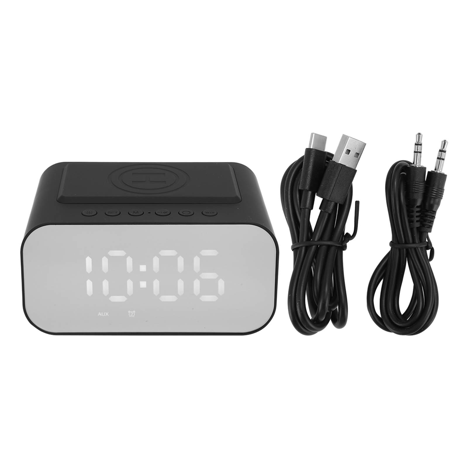 Bluetooth-lautsprecher Mit 15-w-schnellladefunktion, Ukw-radio, Sleep-timer Und Dual-alarm, Schwarz