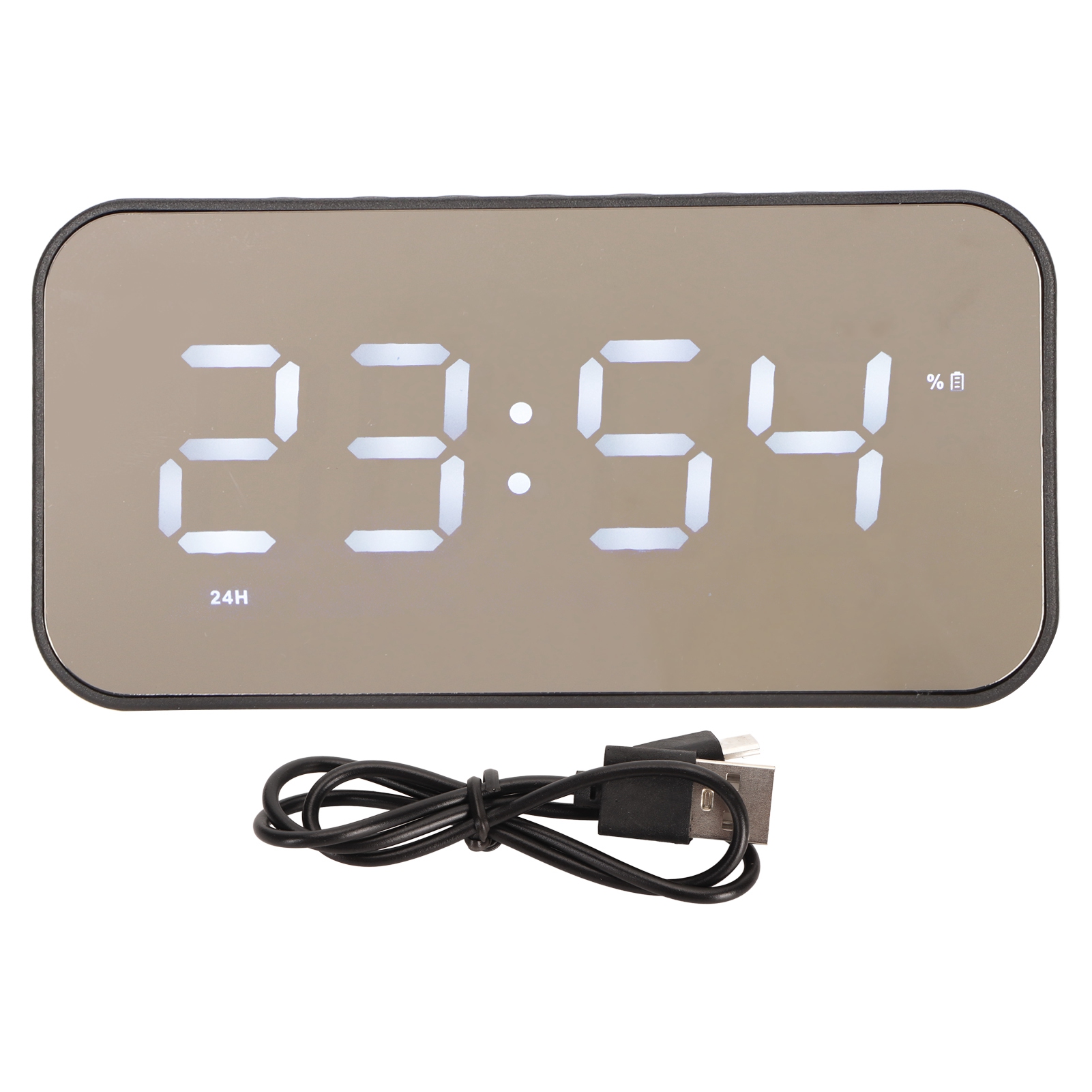 Kabelloser Bluetooth-lautsprecher Mit Temperaturanzeige, Fm-radio, Spiegelwecker Und Sprachausgabe, Schwarz
