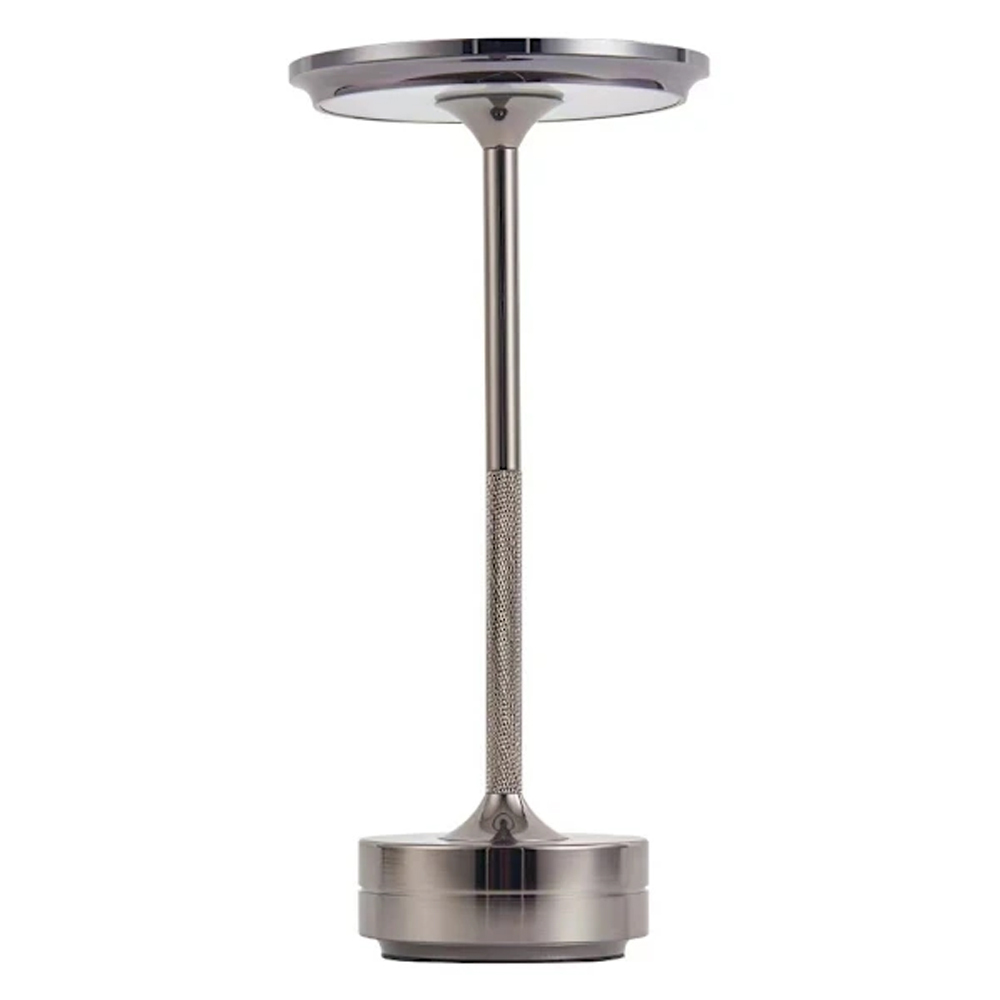 Kabellose Schreibtischlampe, Usb-aufladbar, Metall, Helligkeitsregulierung – 1 Stück – Wellngs Silber