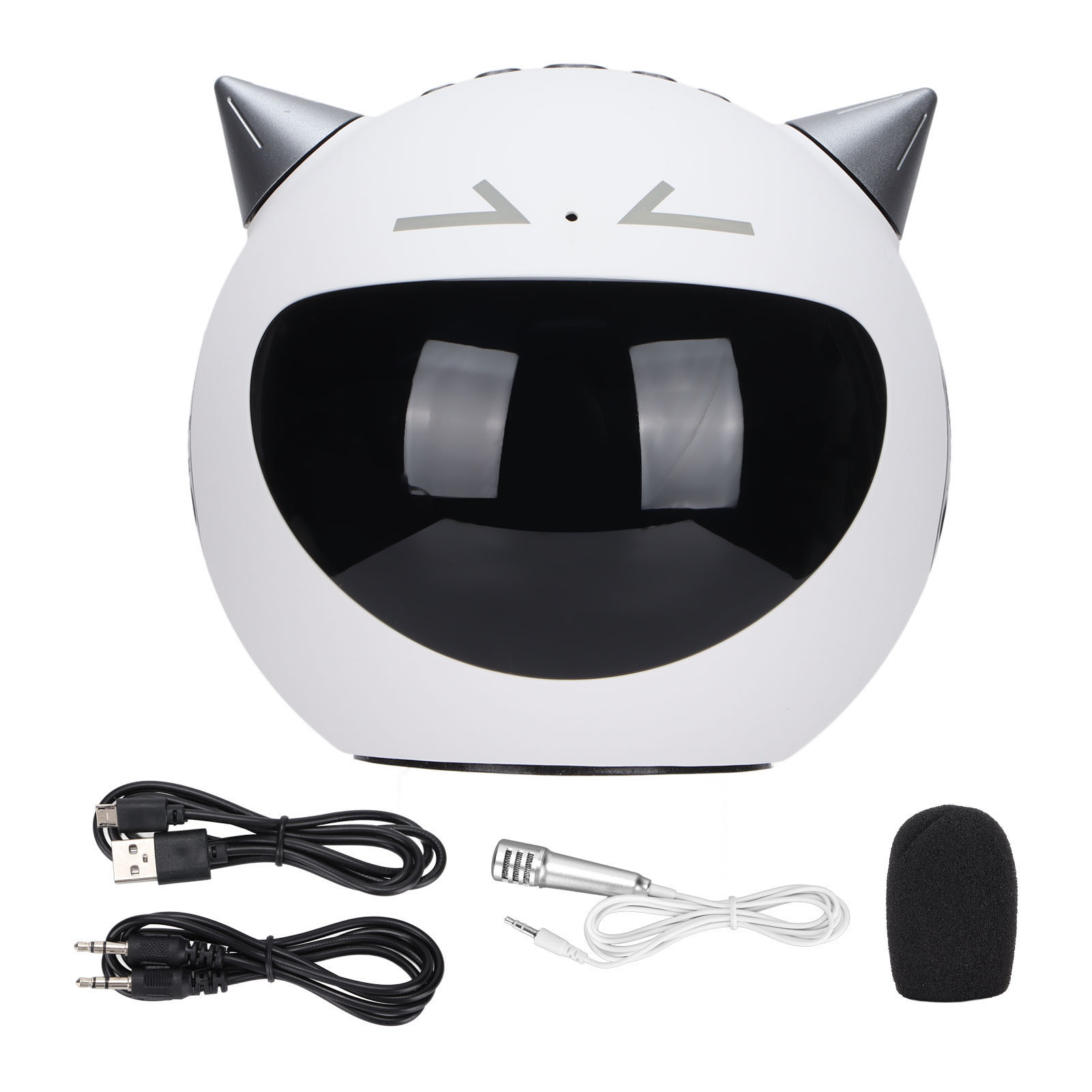 Bluetooth-lautsprecher Mit Uhr, Karaoke-funktion, Led-display, Erweiterbarem Speicher, Mikrofon Und Hall – Weiß