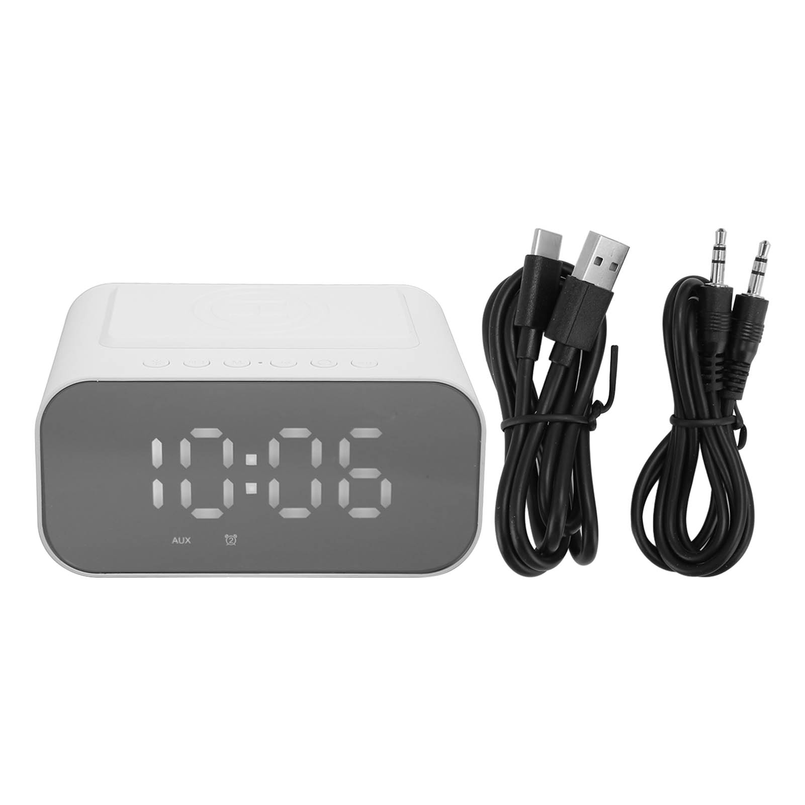 Bluetooth-lautsprecher Mit 15-w-schnellladefunktion, Ukw-radio, Sleep-timer Und Dual-alarm, Weiß