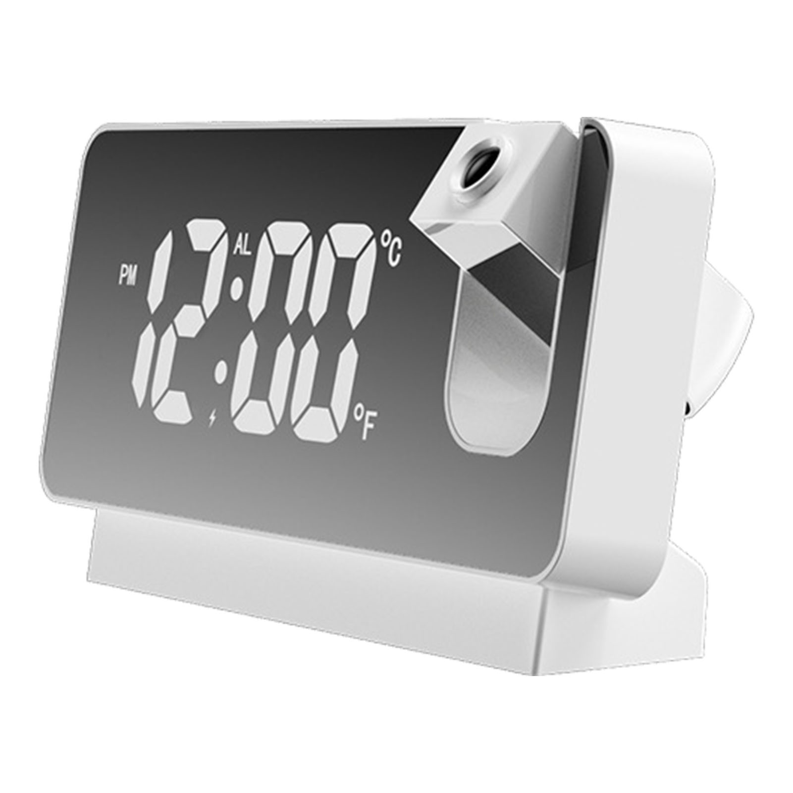 Kreativer Led-projektionswecker Mit Digitalanzeige Und Thermometer – Schlaftimer – Weiß