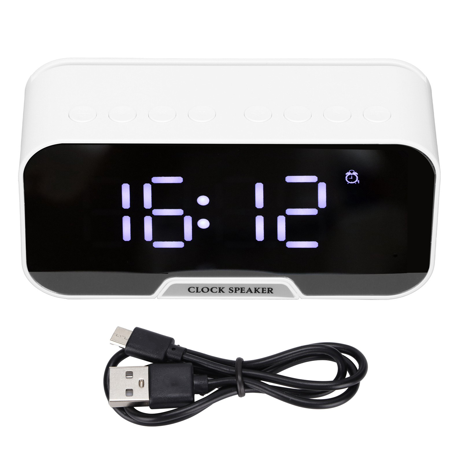 D-88 Multifunktionaler Bluetooth-lautsprecher Mit Doppelalarm, Tragbar Für Büro Und Schlafzimmer, Weiß
