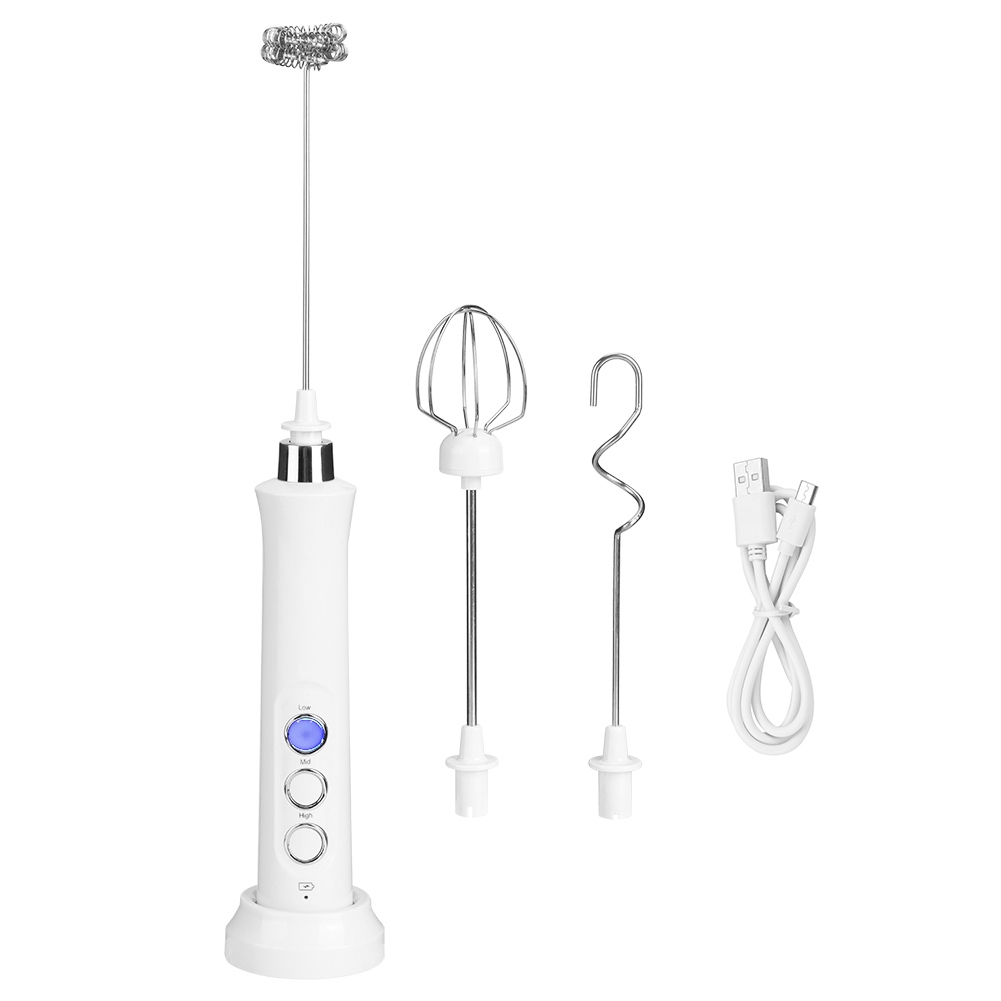 Tragbarer Elektrischer Usb-eierquirl, Milchaufschäumer, Kaffeemixer, Weiße Küchenutensilien