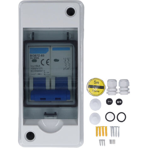 Mcb 1000v Dc 20a Leitungsschutzschalter Für Wasserdichte Pv-kombinationsbox Mit Trennschalter Und Verteilerkasten