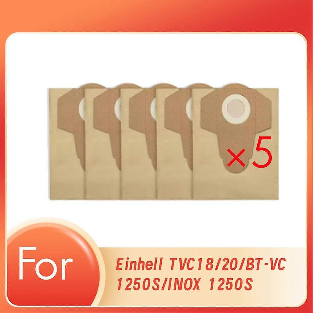 Packung Mit 5 20l Papiersäcken Für Einhell Tvc18/20/bt-vc 1250s/inox 1250s Nass- Und Trockensauger (zubehör Inklusive).