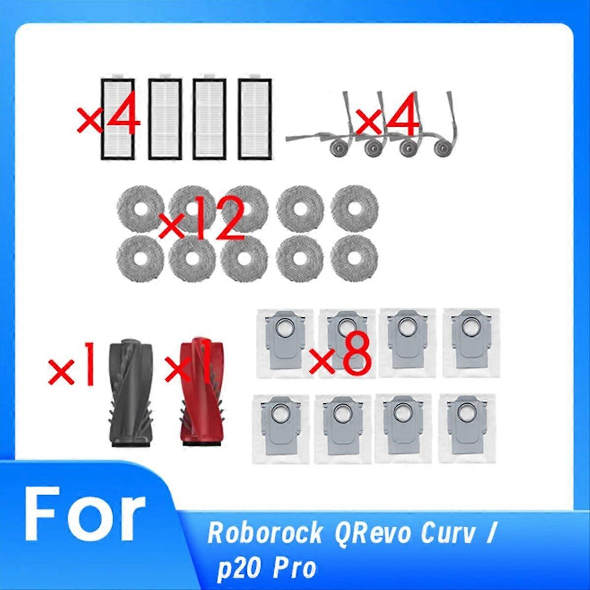 Packung Mit 30 Ersatzteilen Für Den Roborock Qrevo Curv / P20 Pro Saugroboter: Hauptseitenbürste.