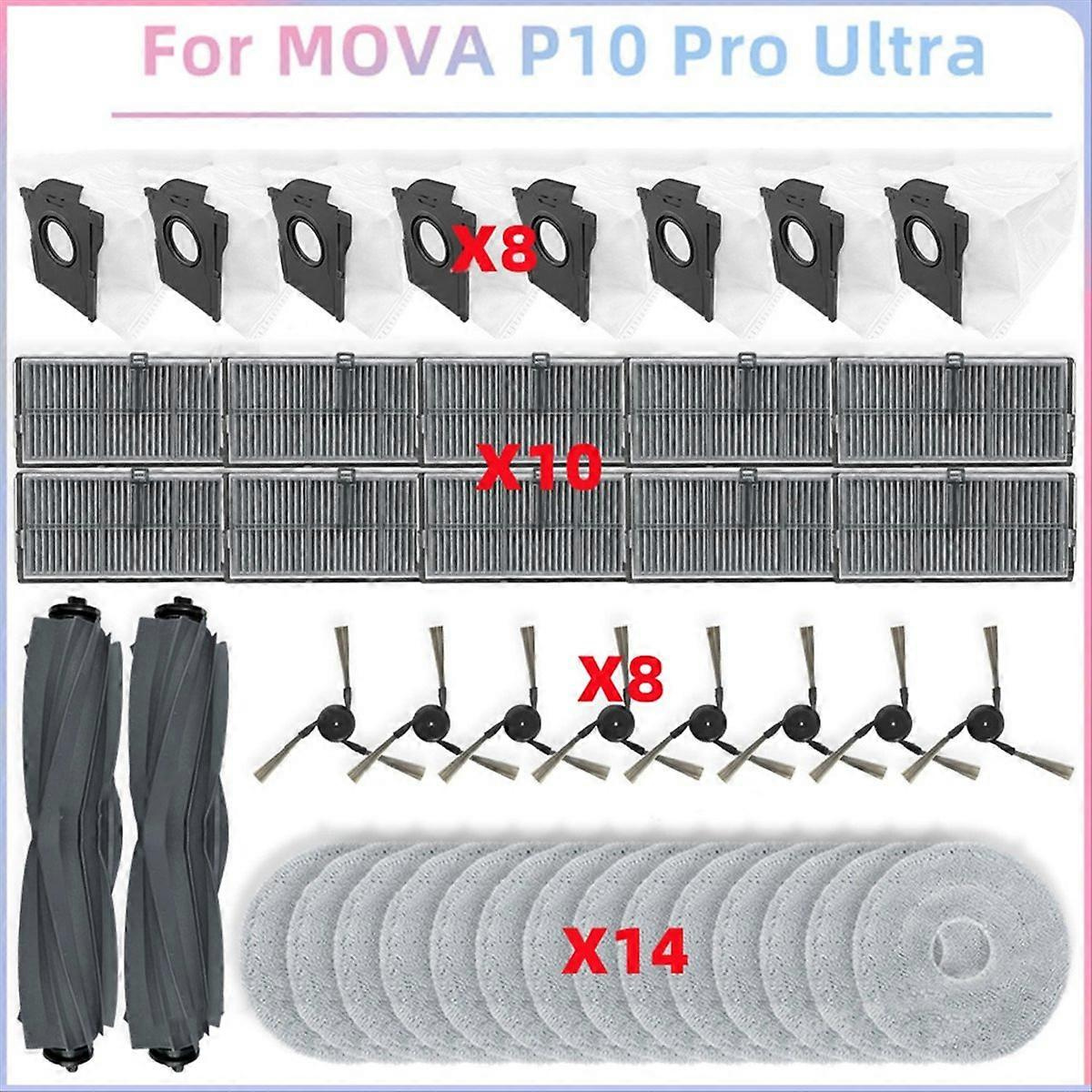Ersatzteile Für Den Mova P10 Pro Ultra Staubsauger: Hauptwalze, Seitenbürste, Hepa-filter, Reinigungstuch, Staubbeutel (ersatz)
