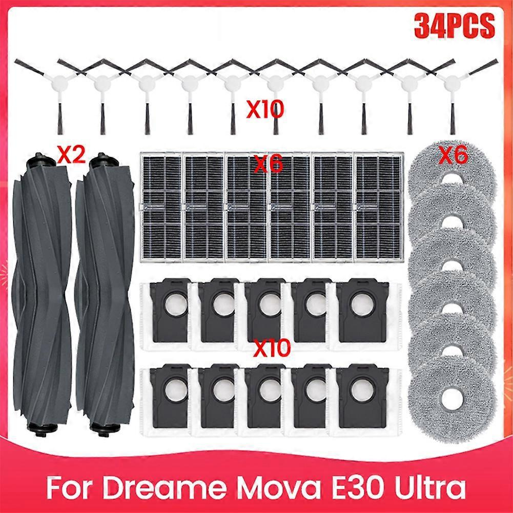 Ersatzteile Für Den Dreame Mova E30 Ultra Staubsauger: Hauptbürste, Hepa-filter, Reinigungstuch, Staubbeutel Und Zubehör.
