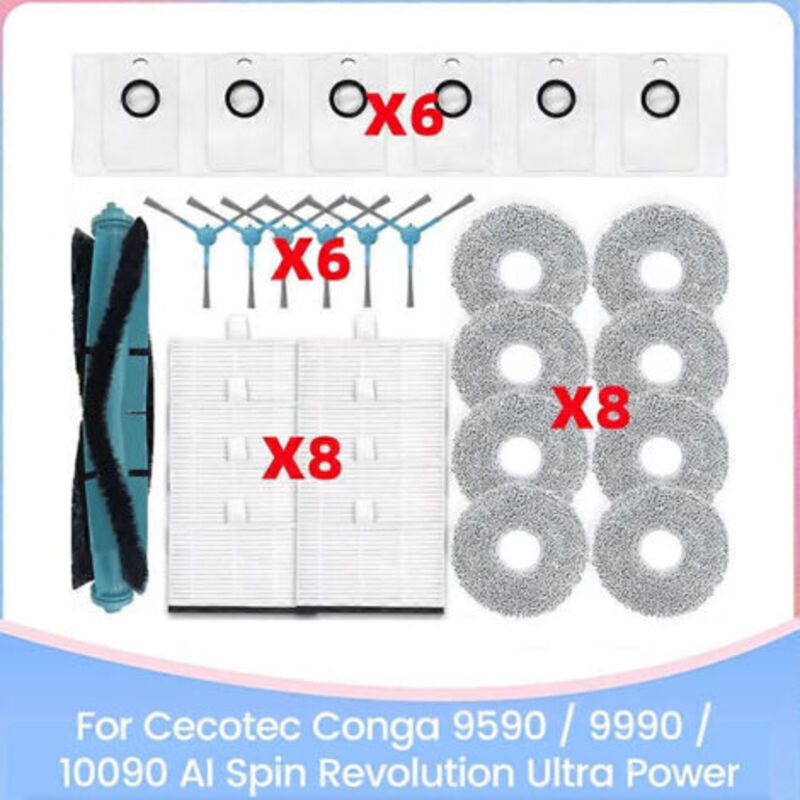 29-teiliges Set Für Cecotec Conga 9590/9990/10090 Ai Spin Revolution Ultra Power Staubsauger: Bürste, Hepa-filter, Tuch Und Staubbeutel.
