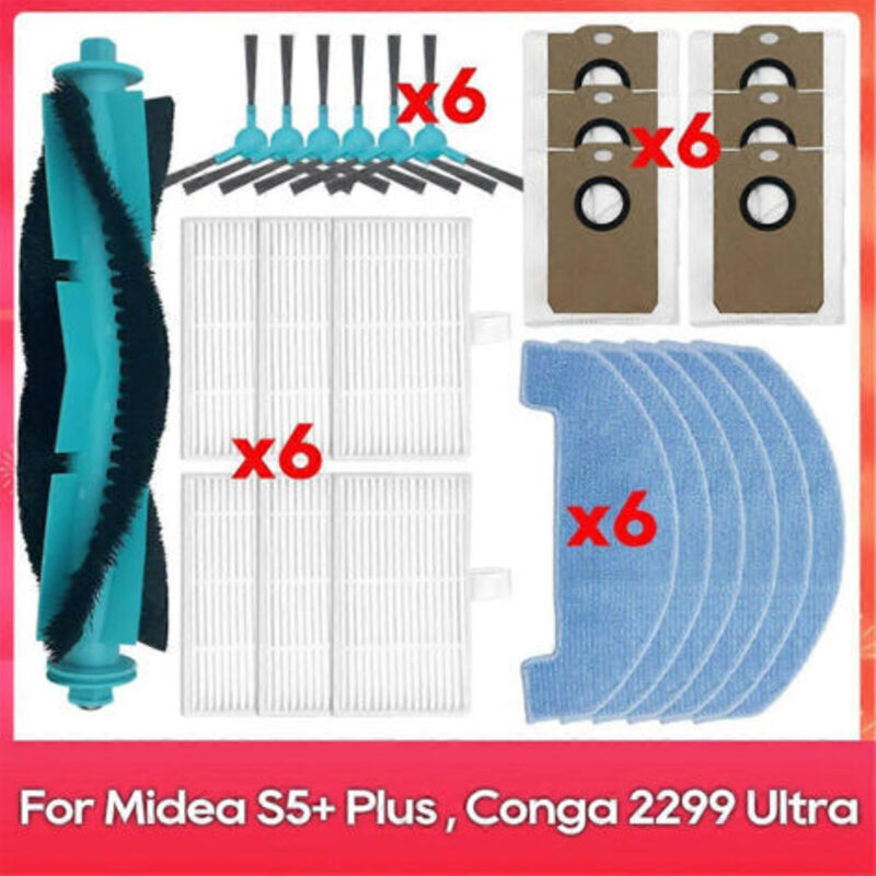 Zubehör Für Den Midea S5 Plus / Conga 2299 Ultra Home X-treme Genesis Wischmopp: Hauptseitenbürste, Staubtuch