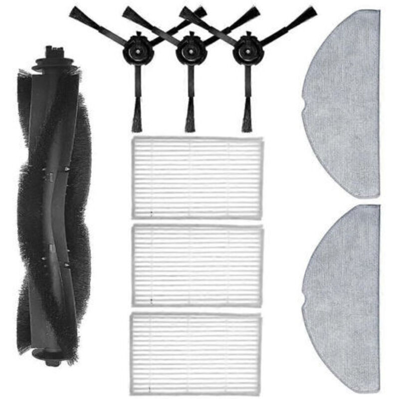 Ersatzteile Für Den Ilife V20 Saugroboter: Hauptbürste, Hepa-filter, Seitenbürste Und Reinigungstuch.