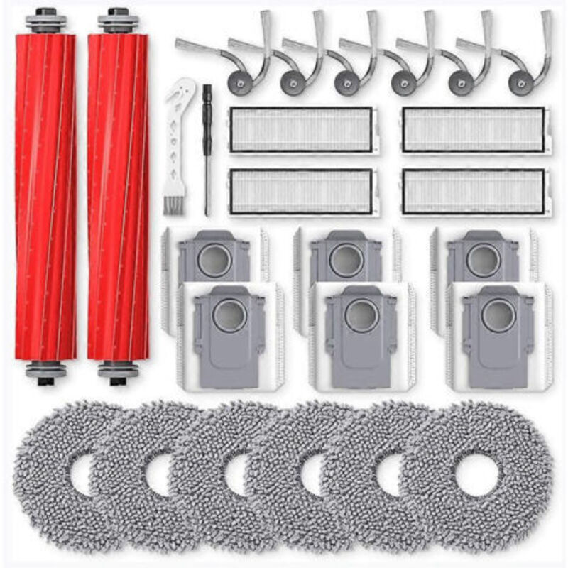 Set Mit 26 Ersatzteilen Für Den Roborock Qv 35a / Qv 35s Saugroboter: Hauptbürste, Seitenbürste, Reinigungspads, Staubbeutel