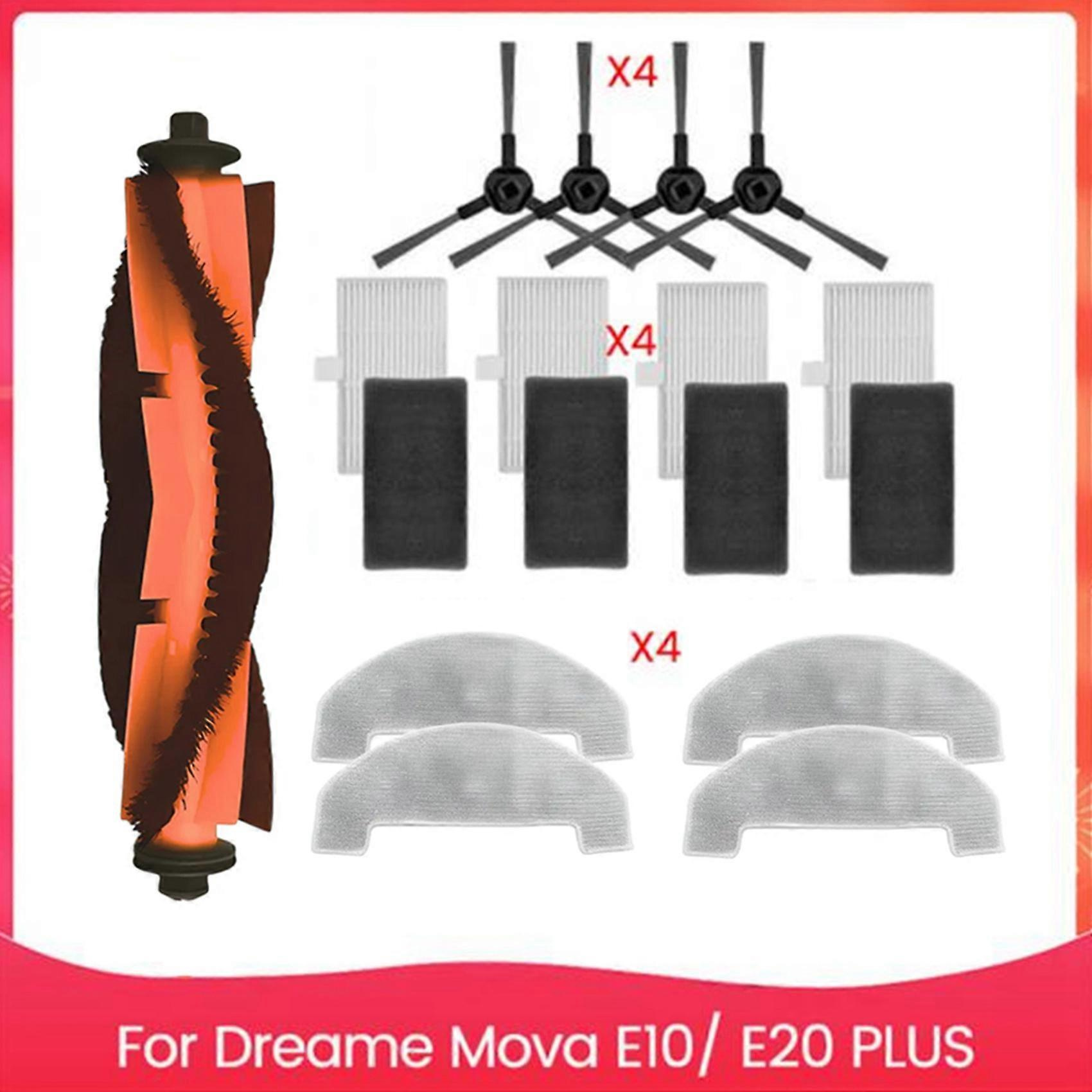 Ersatzteile Für Den Staubsauger Dreame Mova E10/e20 Plus: Hauptbürste, Hepa-filter Und Reinigungstuch.